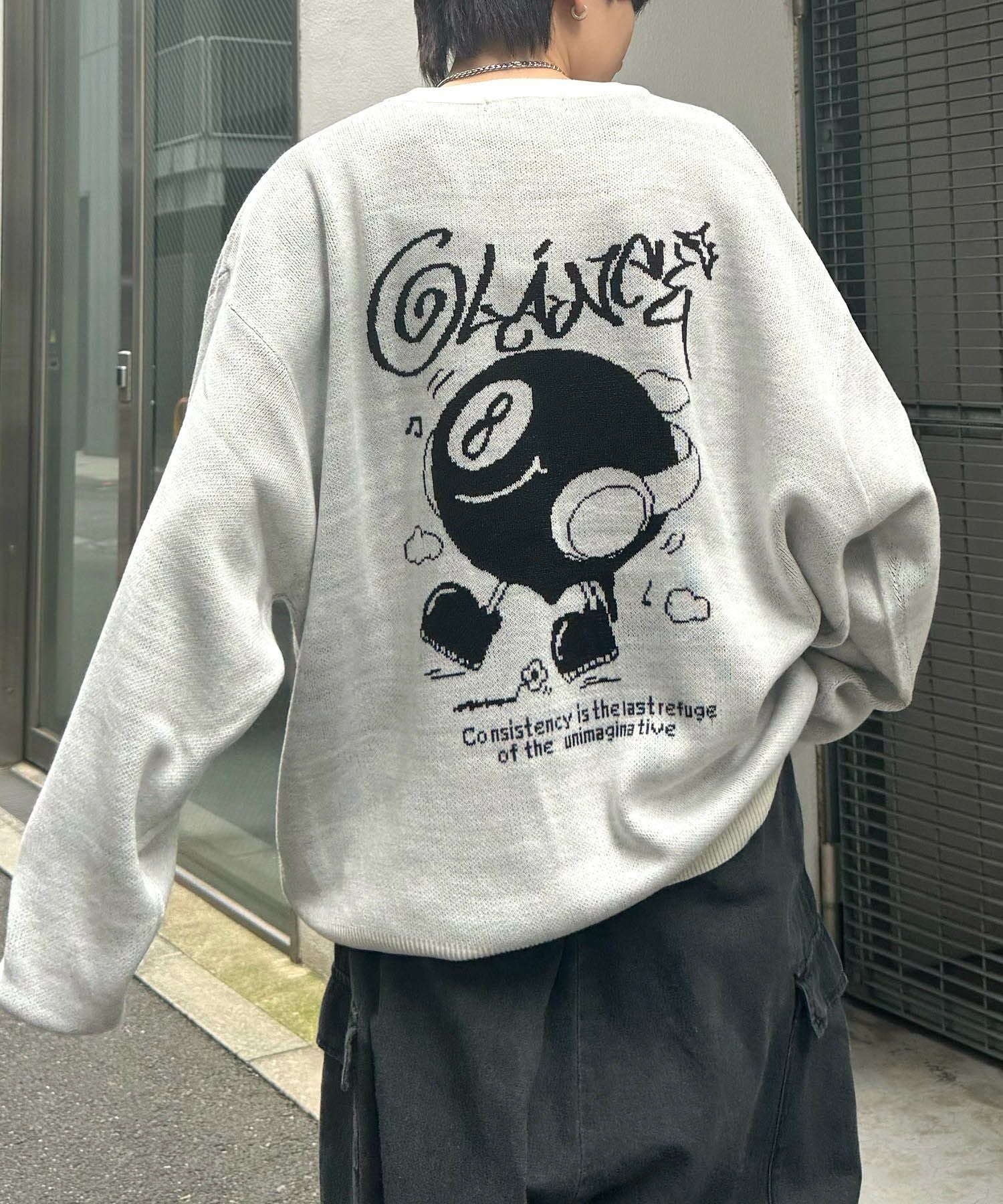 ILL'S（イルズ）8ボール&ゴースト ビッグシルエット ジャガードニット