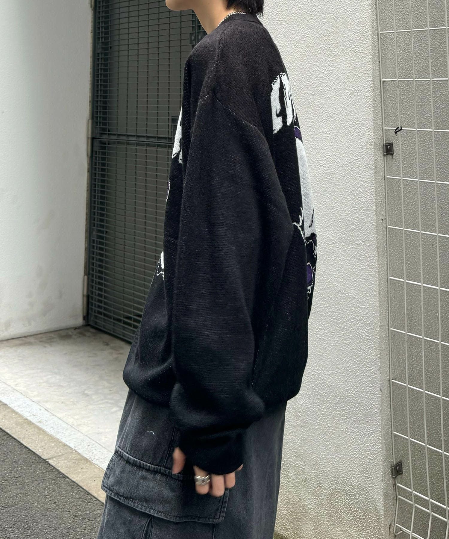 ILL'S（イルズ）8ボール&ゴースト ビッグシルエット ジャガードニット