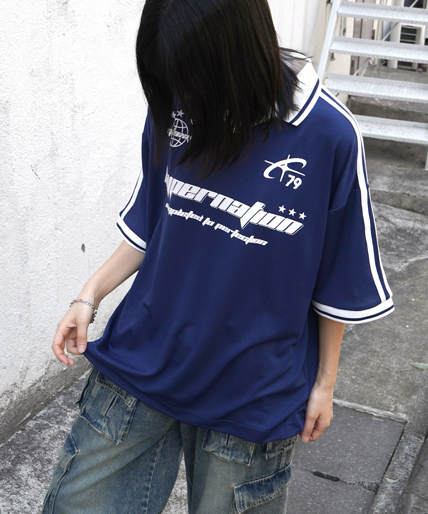 ILL'S（イルズ）襟付き半袖サッカーTシャツ ユニフォームライク メンズ