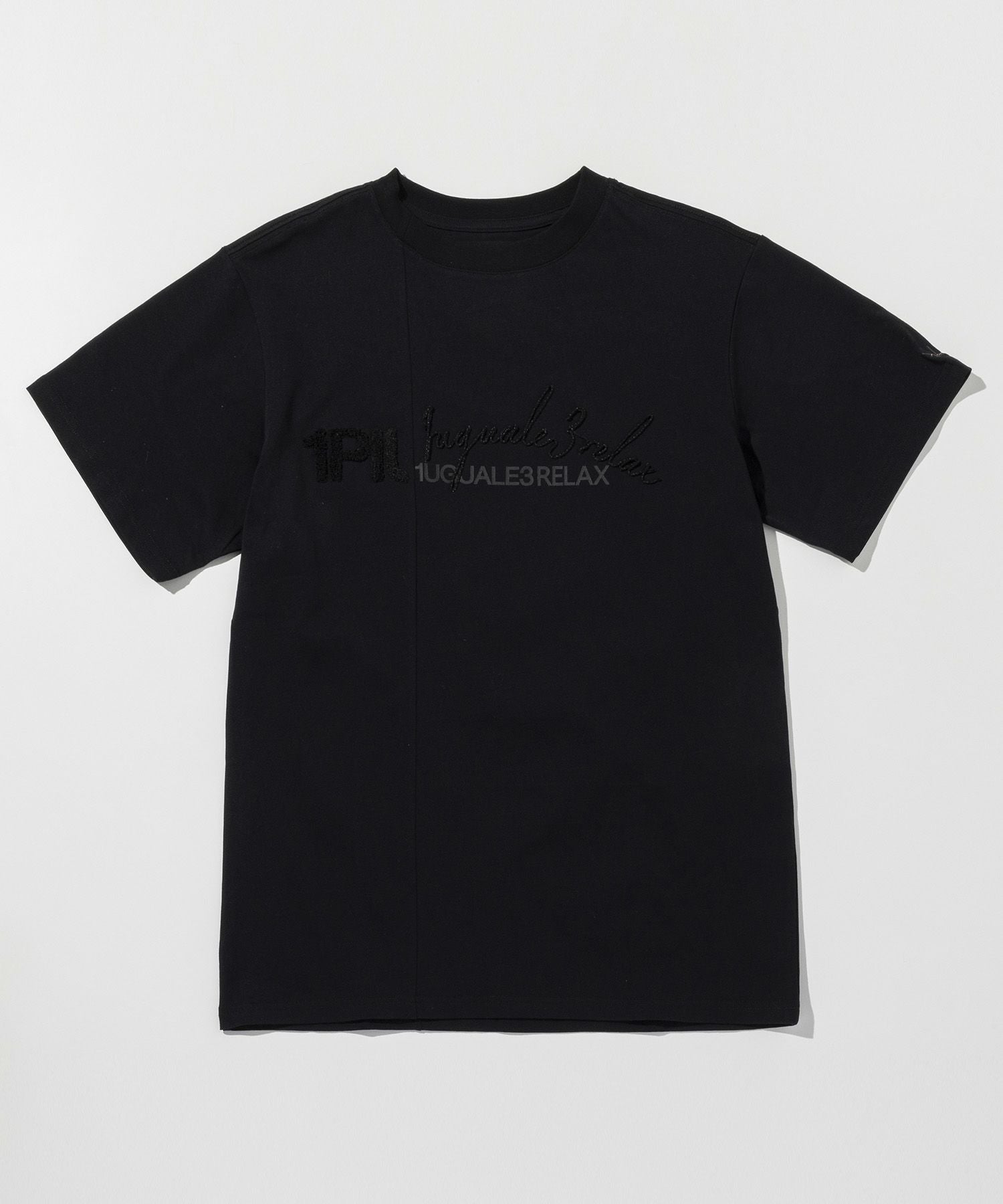 1PIU1UGUALE3 ロゴプリント ブラックシャツ 1PIU1UGUALE3 RELAX(ウノピゥウノウグァーレトレ リラックス