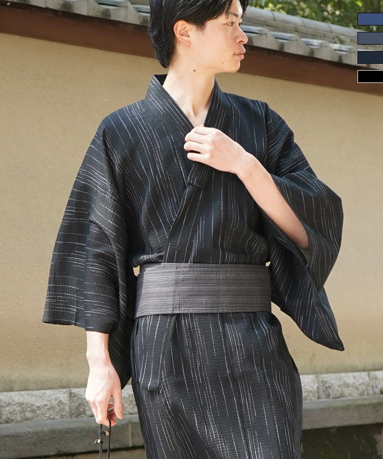 Confirm（コンファーム）縞しじら織り浴衣 4点セット【 浴衣
