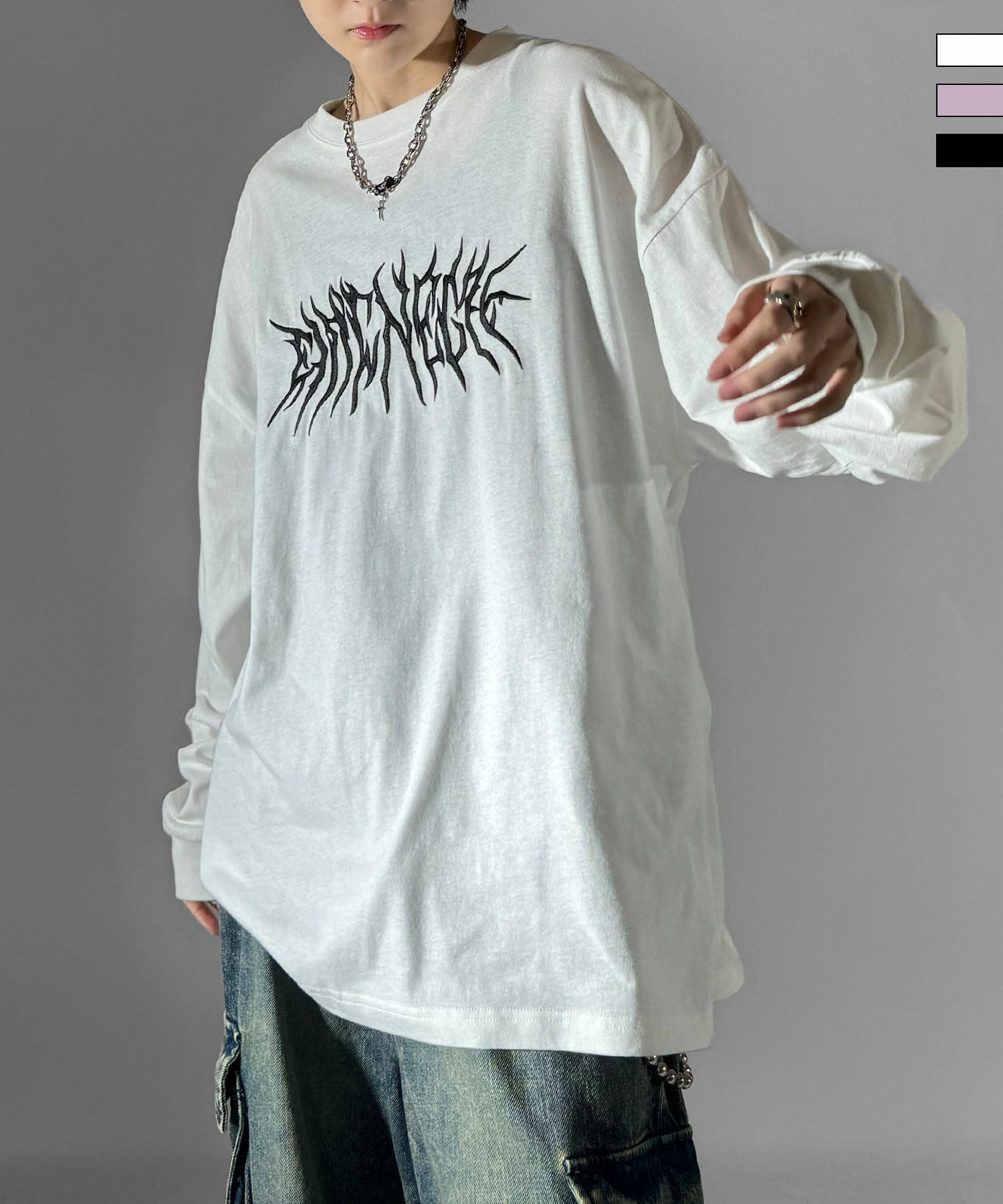 REGEN ZONE y2k opium ロゴ刺繍 長袖ポロシャツ Opium Hoodie - Y2K Zone®