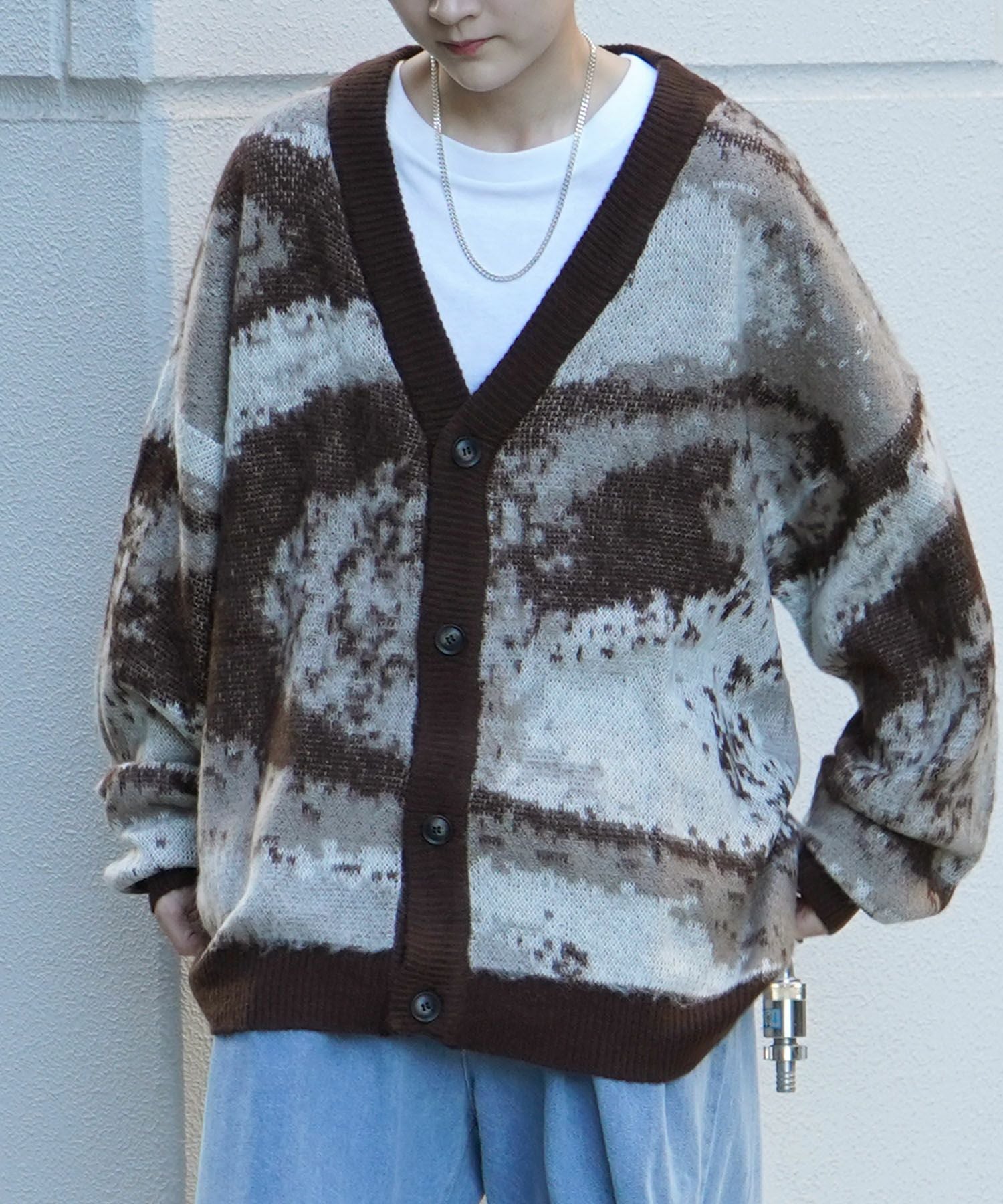 も*ん様 カシミヤシャギーコンパクトカーディガン Confirm(コンファーム) モヘアライク ルーズシルエット グラデーション