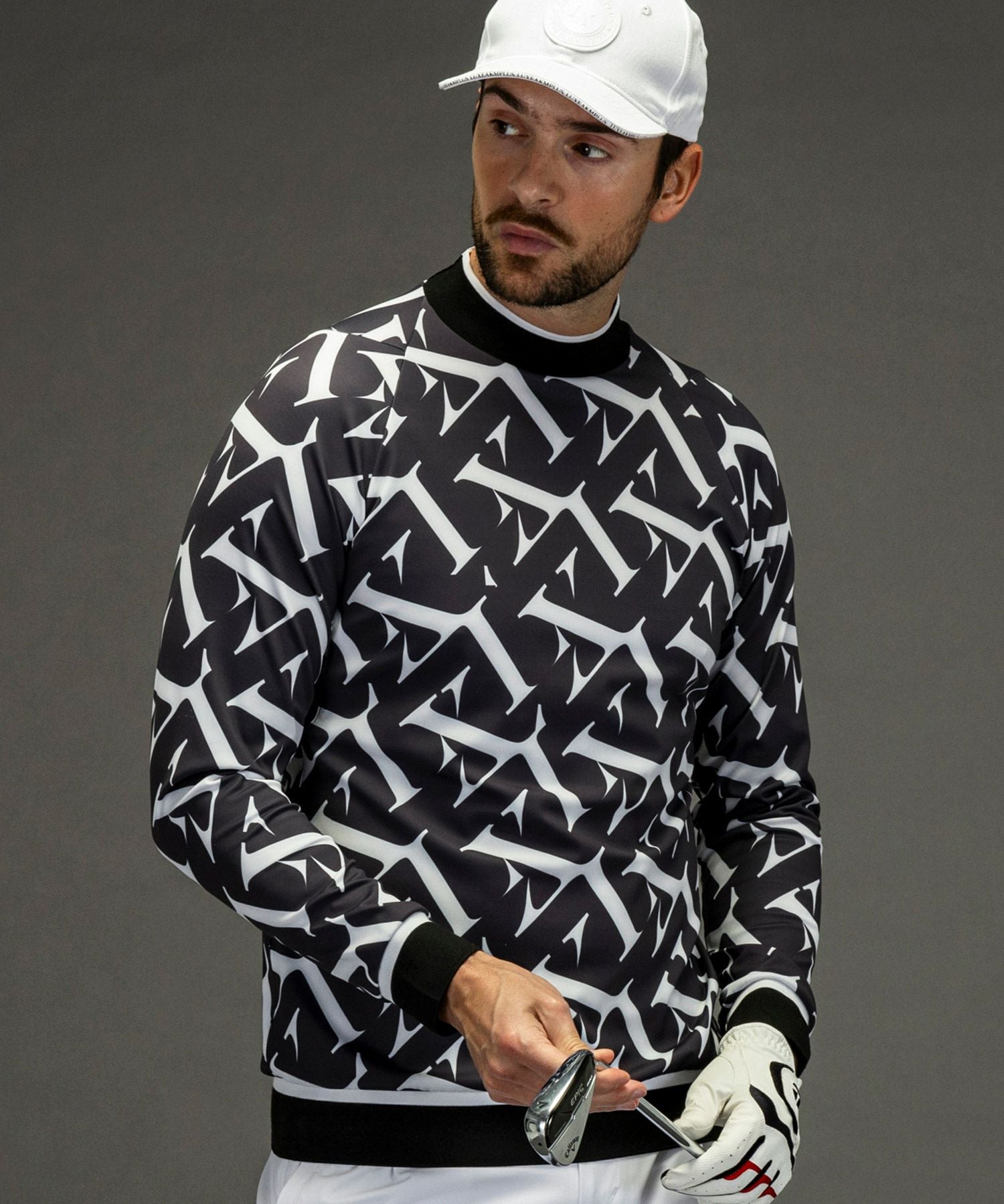 LUXE163AKMBB ナイロンプリオーバー　Tシャツ　ゴルフ　AKM LUXEAKMPLUS(リュクスエイケイエムプラス)ゴルフ 総柄ロングTシャツ