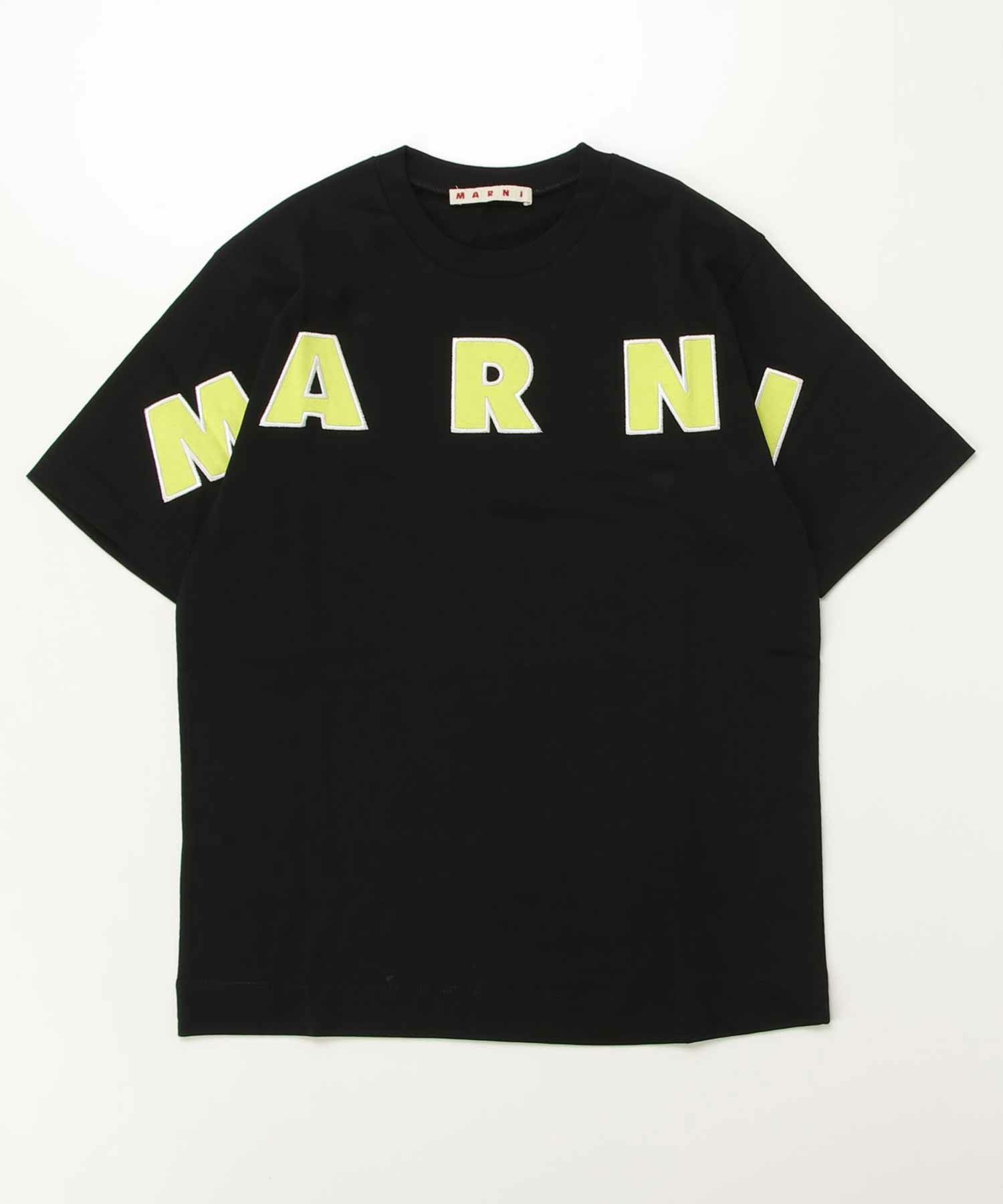 【新品未使用】MARNI ブラック Tシャツ ロゴプリント　サイズ4 MARNI(マルニ)Kids & Junior ブランドロゴ半袖Tシャツカットソー