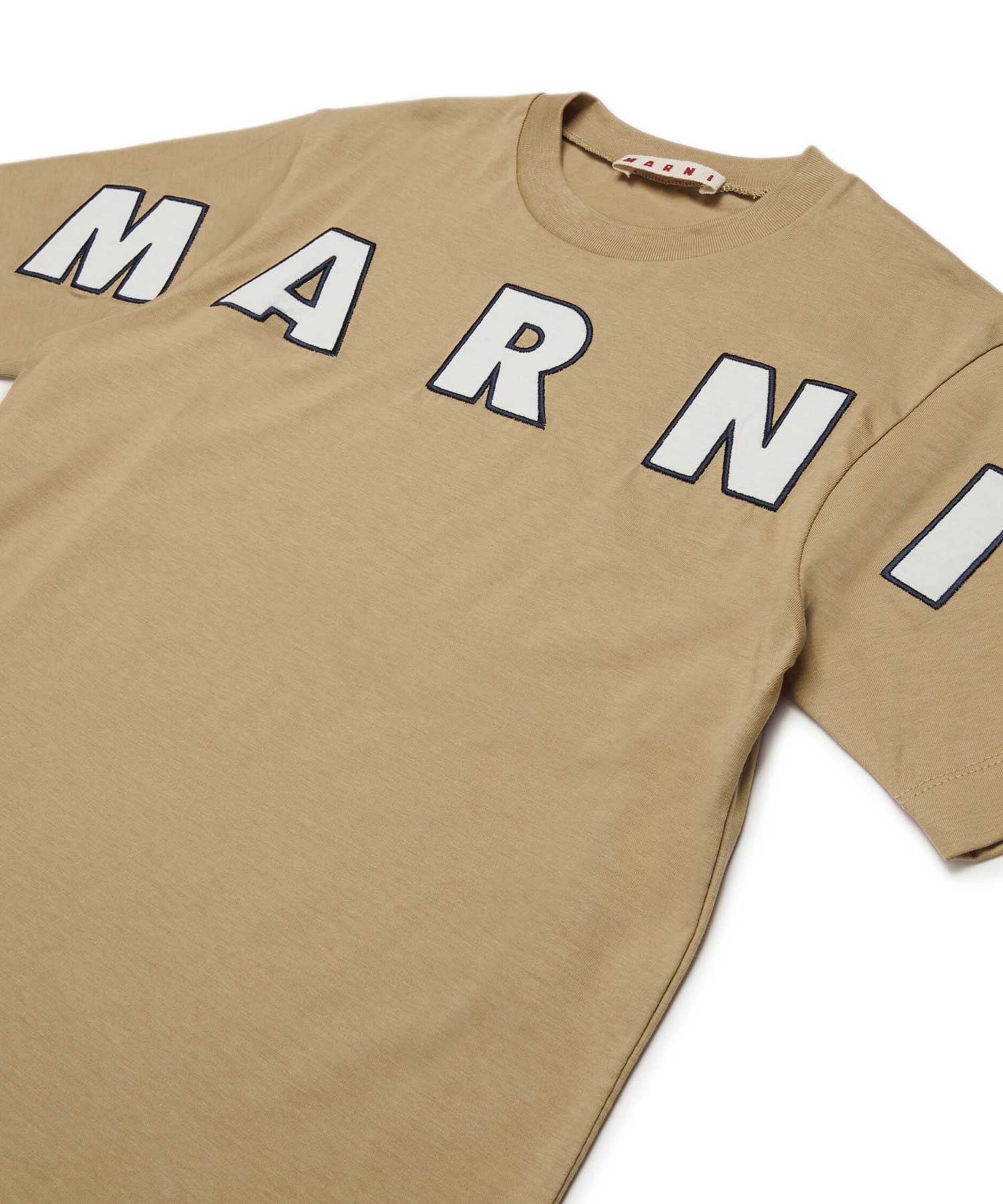 MARNI ロゴプリント 半袖Tシャツ クリーム色 MARNI(マルニ)Kids & Junior ブランドロゴ半袖Tシャツカットソー
