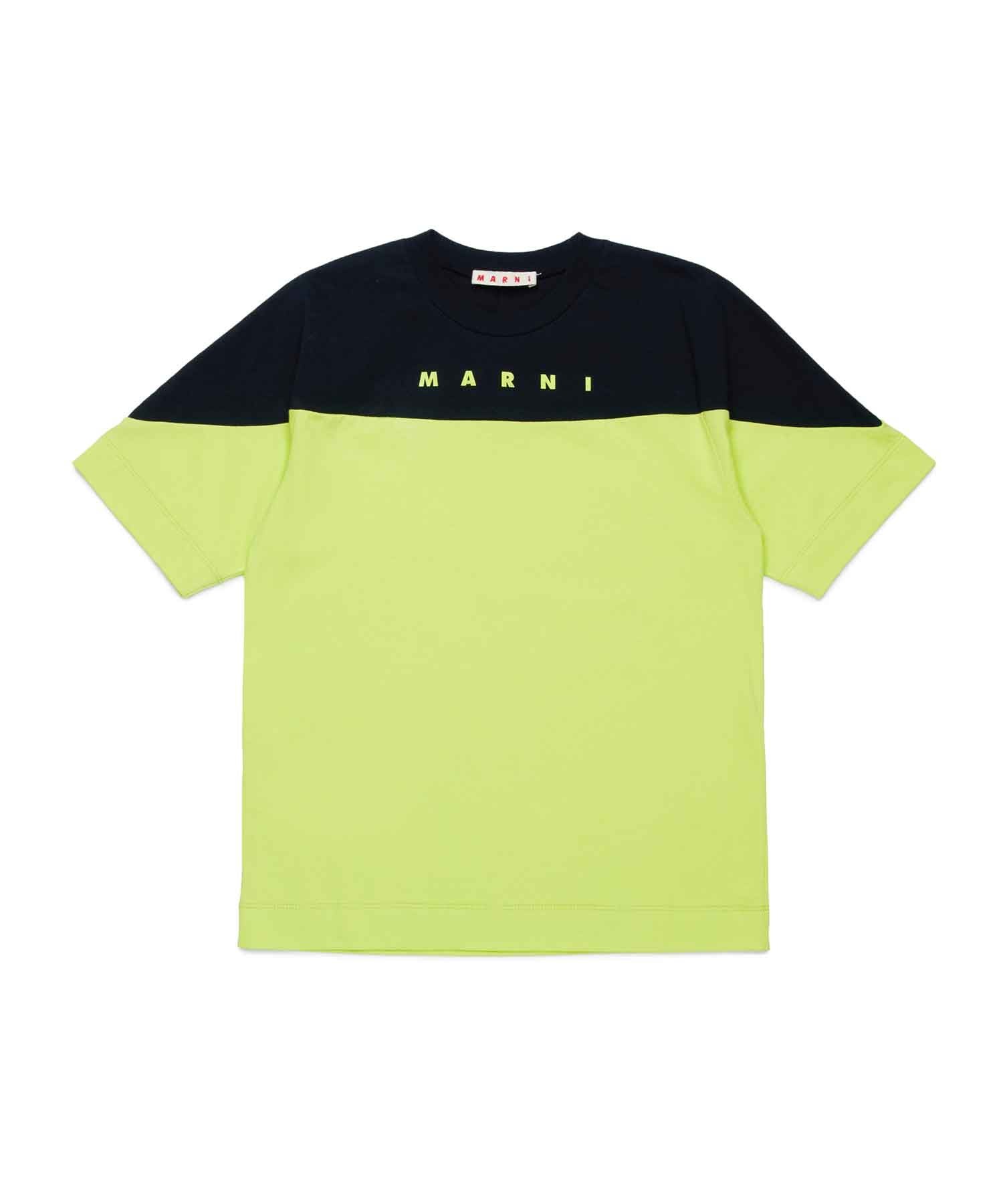 【新品・未使用品】MARNI バイカラー Tシャツ カットソー 12 MARNI(マルニ)Kids & Junior ブランドロゴバイカラー半袖Tシャツ