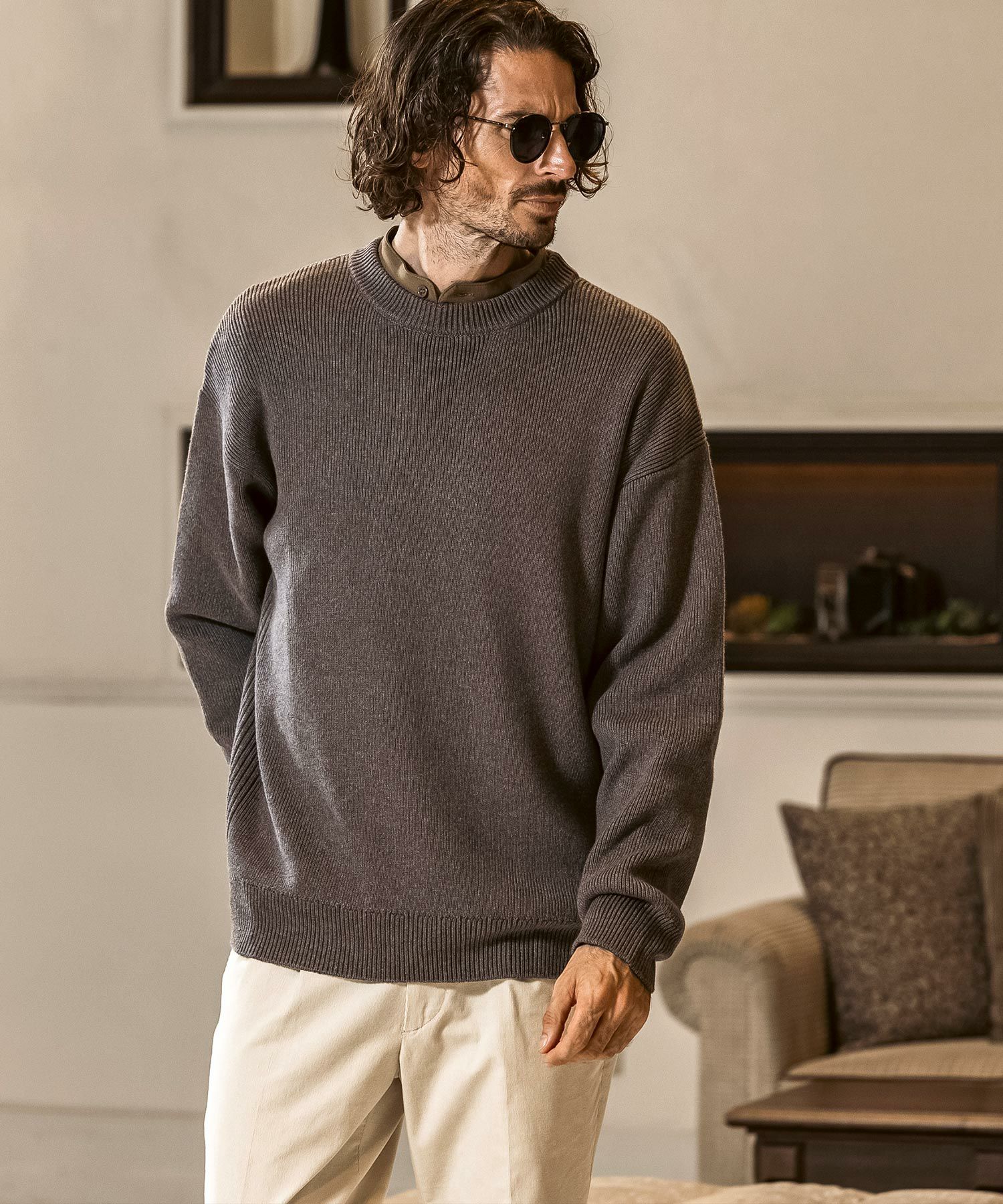 ジョンガリアーノ Vネックニット カシミヤ混 M イタリア製 AKM Contemporary(エイケイエムコンテンポラリー)コットンカシミヤ