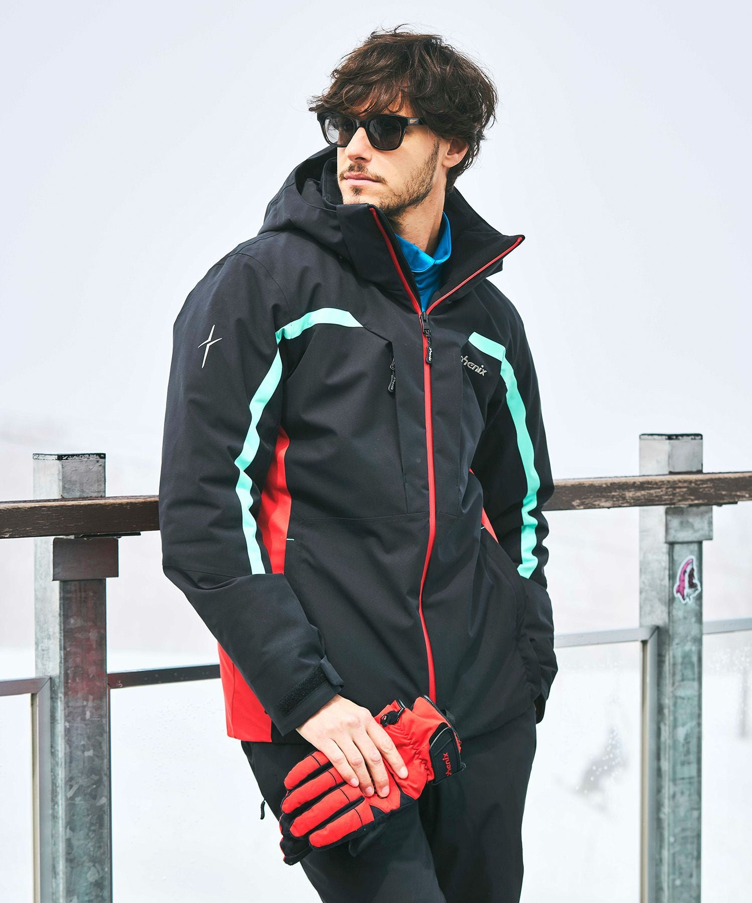 phenix スキーウェア Ｌサイズ ブラック/レッド phenix(フェニックス)Accent Lined Jacket アクセントラインジャケット