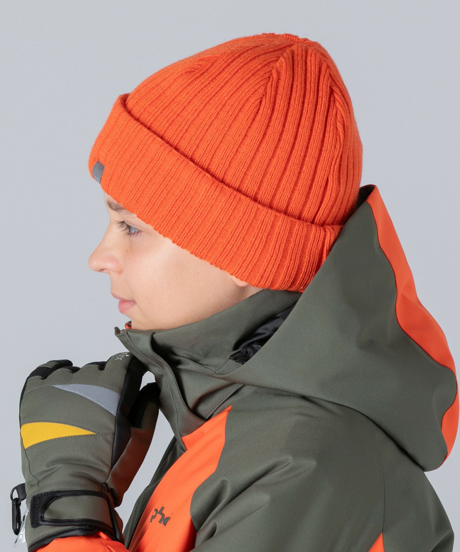 スキーウェア　キッズ　子供　120cm　男の子　オレンジ　ブラック　ニット帽 phenix(フェニックス)Basic Junior Watch Hat ベーシックニットハット