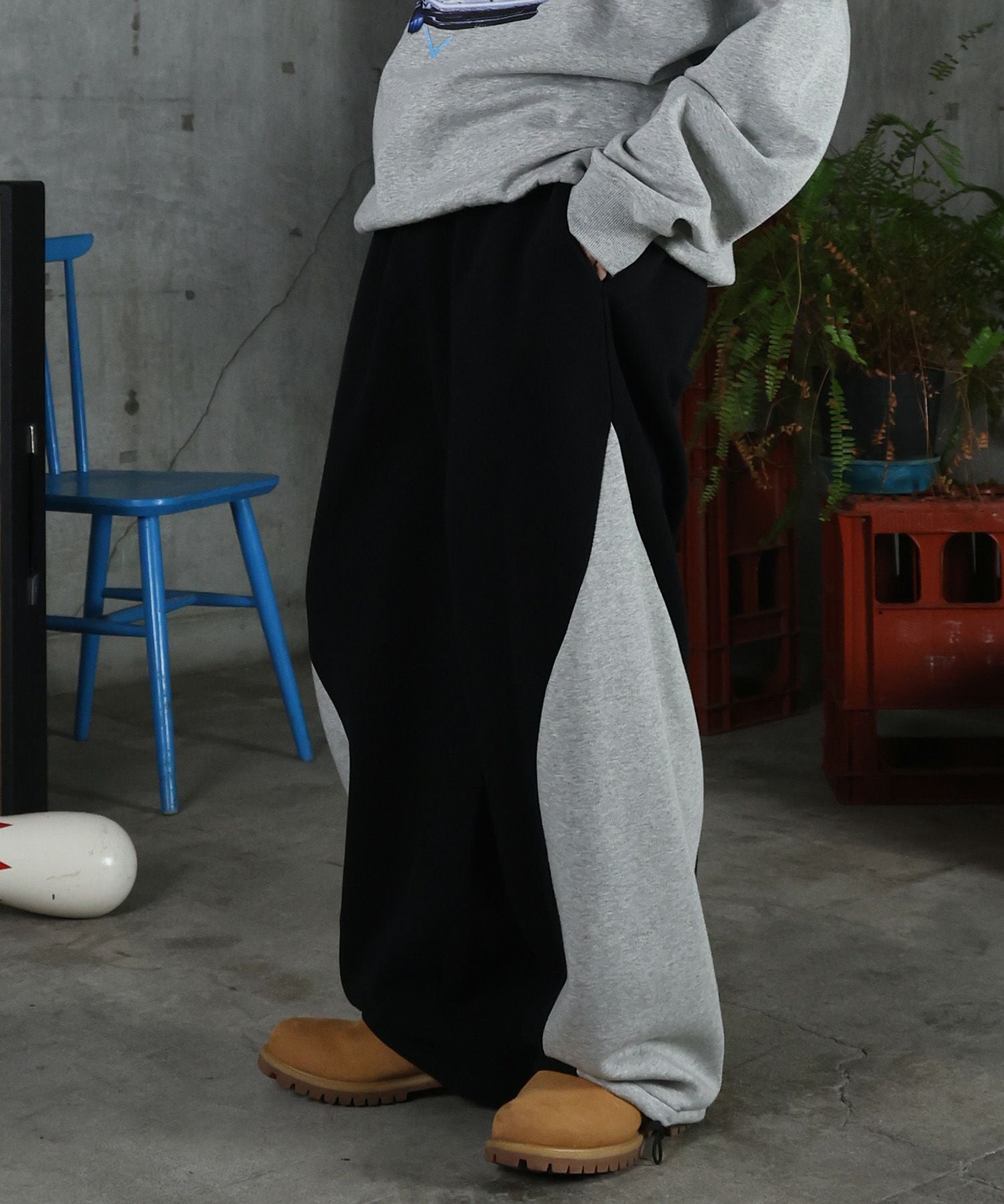 ILL'S(イルズ)配色切り替え ドロスト スウェットパンツ メンズ