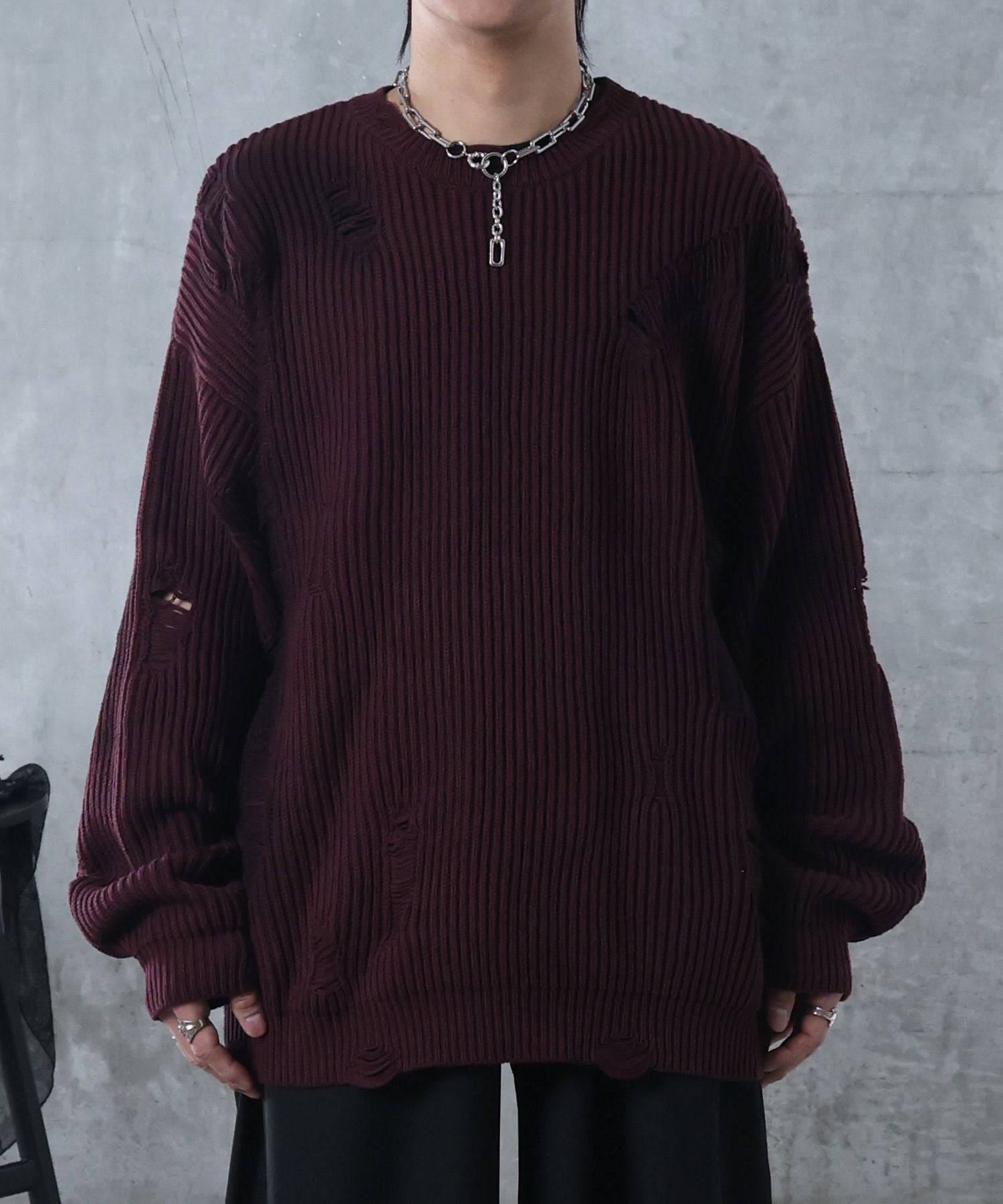 Confirm(コンファーム)ダメージ スプレー加工 ニット プルオーバー