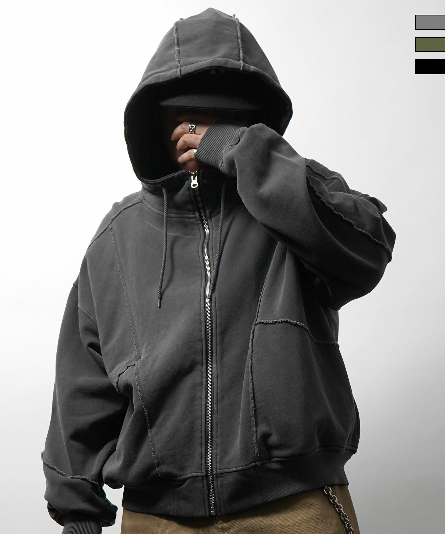 ILL'S(イルズ)裏毛 カットオフ切り替え ZIPパーカー | SHIFFON公式通販