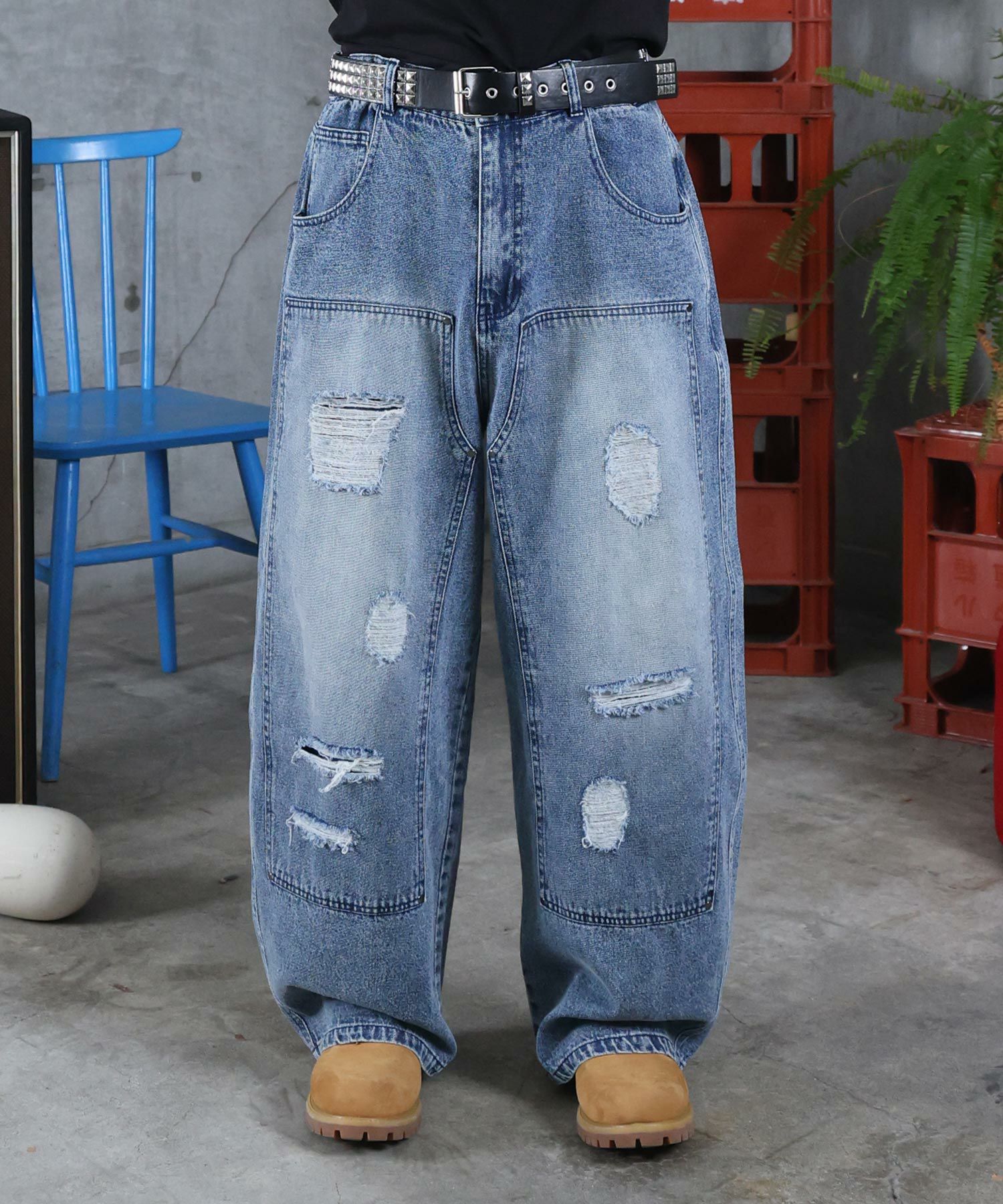 ILL'S(イルズ)バレルレッグ ペインドデニムパンツ | SHIFFON公式通販