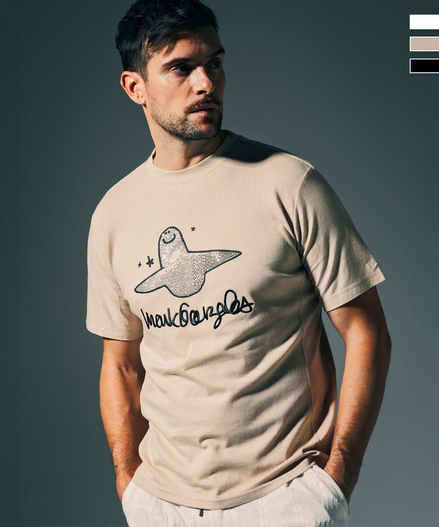 マークゴンザレス メンズ フーディー Tシャツ L 静電フロッキーBIG スウェット S&frasl;S TEE 2H7-15357 半袖スウェット