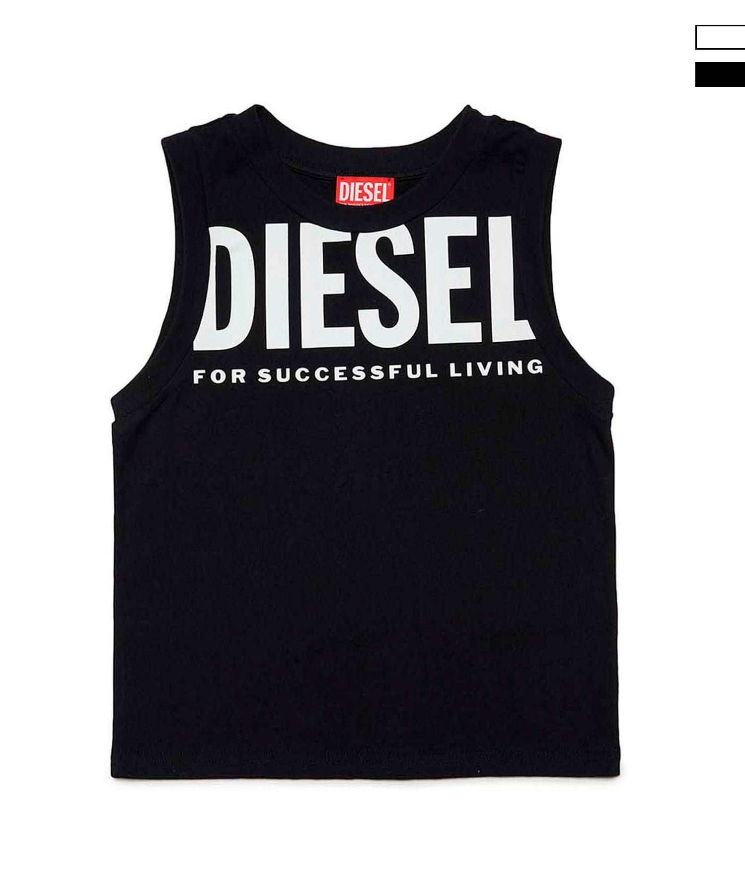 DIESEL ロゴ　タンクトップ Black Tank top with cut-out Oval D logo