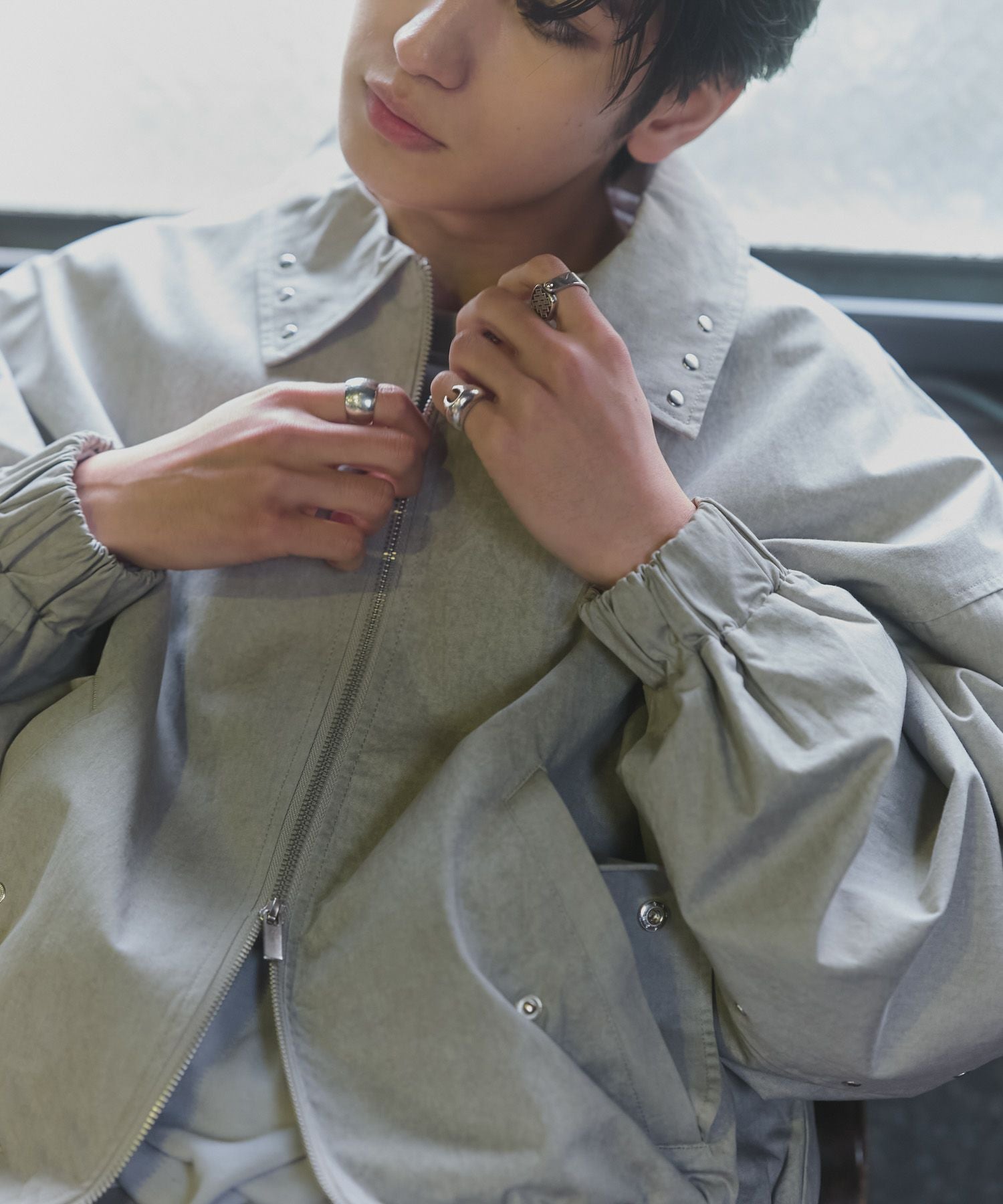 Confirm(コンファーム)Peach Brushed Studded Blouson / ピーチ起毛