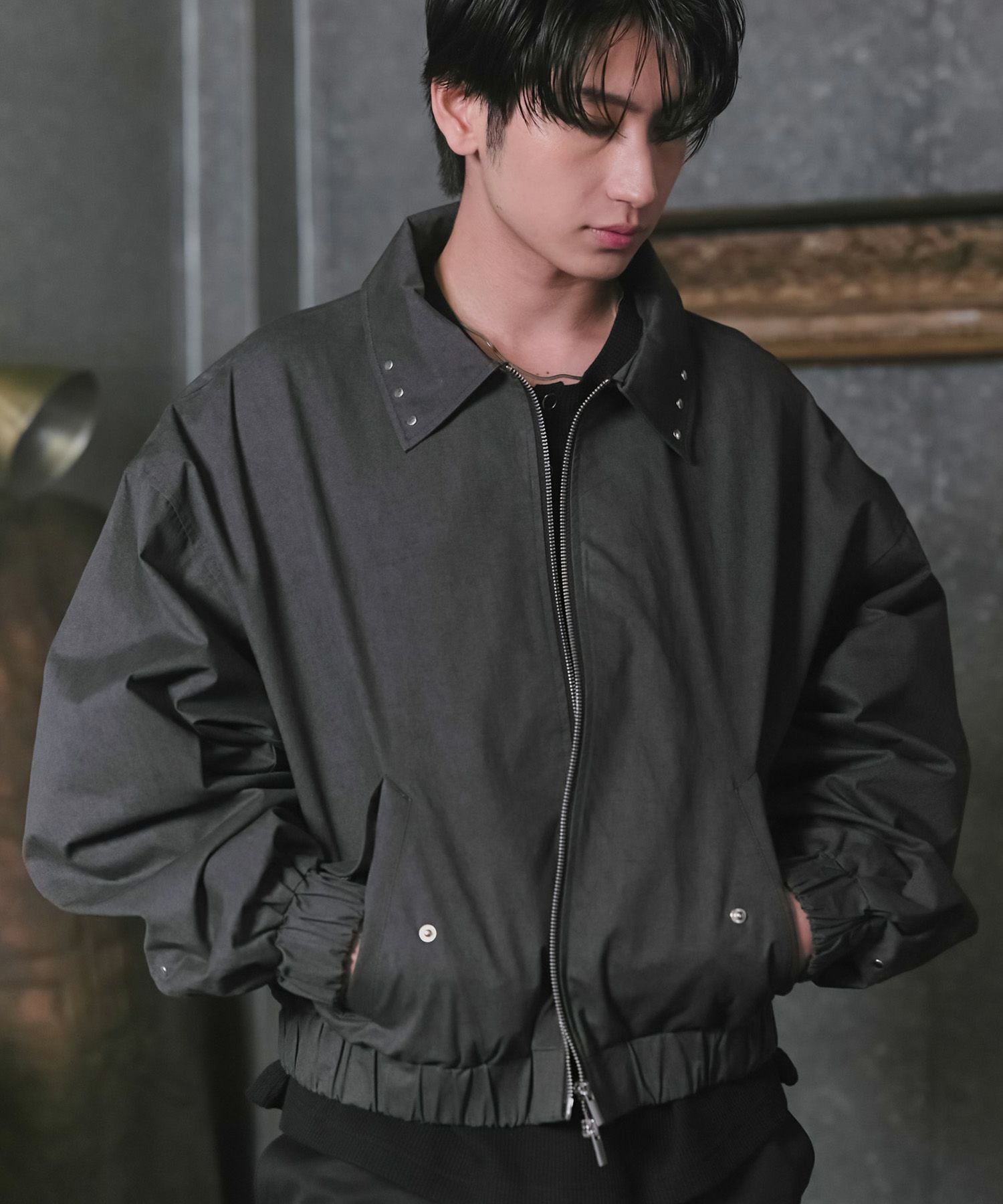 Confirm(コンファーム)Peach Brushed Studded Blouson / ピーチ起毛