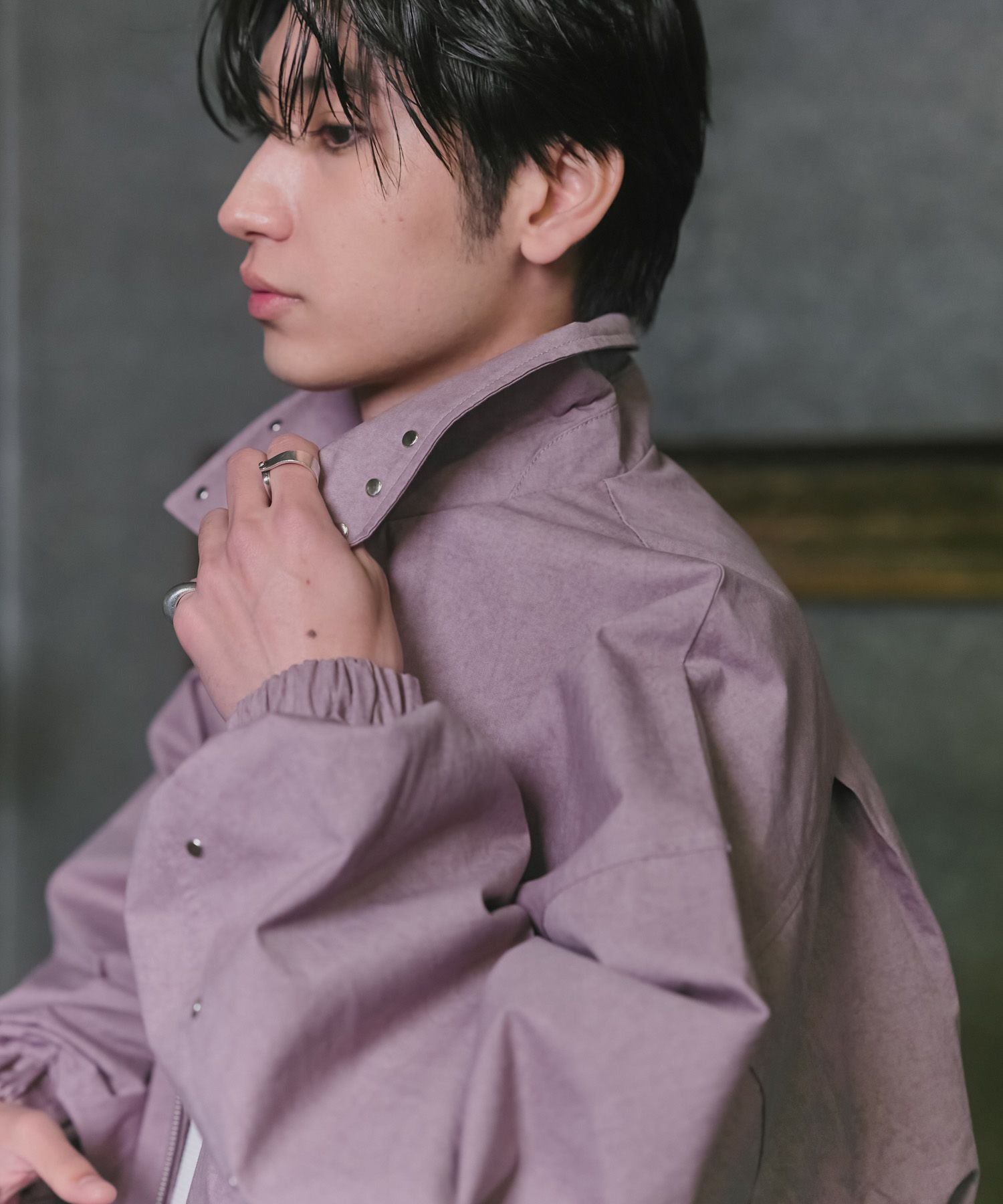 Confirm(コンファーム)Peach Brushed Studded Blouson / ピーチ起毛