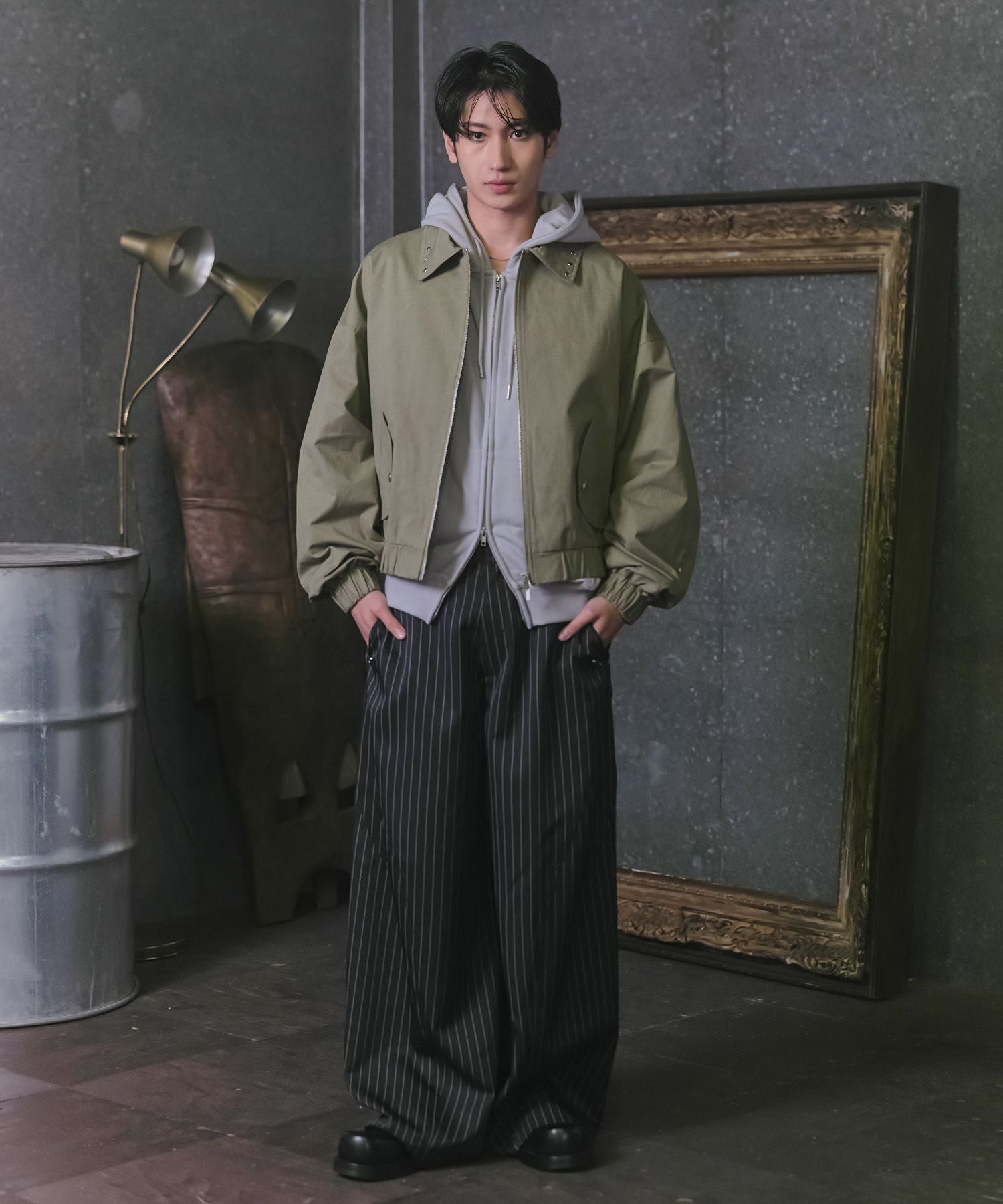 Confirm(コンファーム)Peach Brushed Studded Blouson / ピーチ起毛