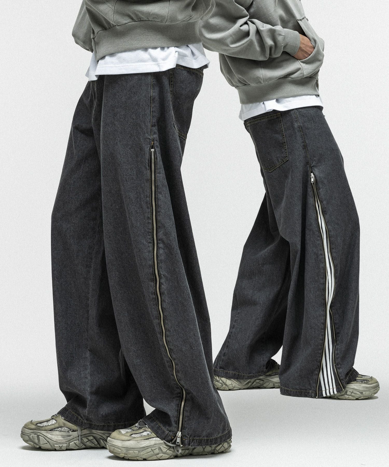 korea 、ILL´Sのデニム ILL'S(イルズ)2way SIDE ZIP BARREL-LEG DENIM PANTS / 2wayサイド