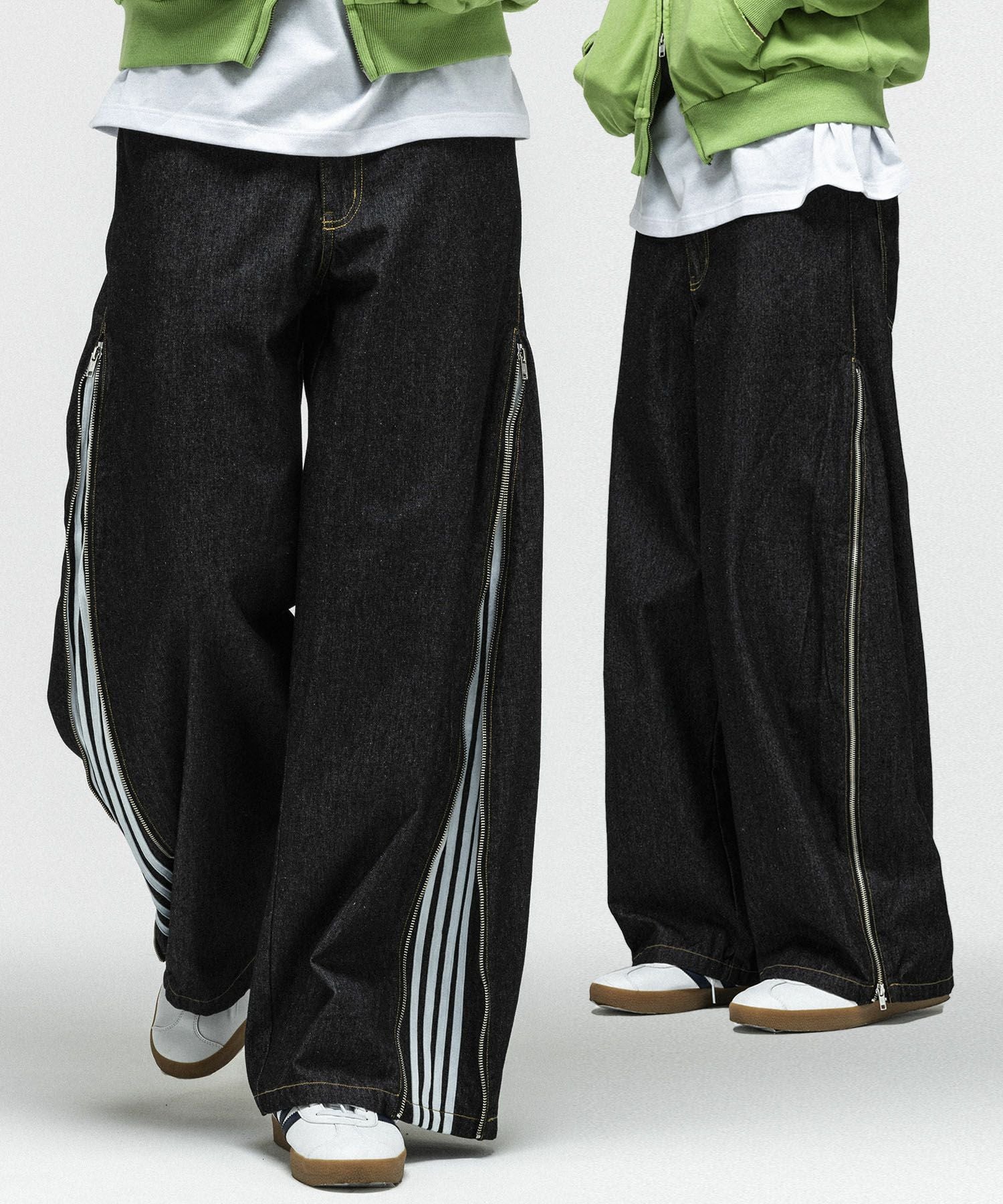 ILL'S(イルズ)2way SIDE ZIP BARREL-LEG DENIM PANTS / 2wayサイド