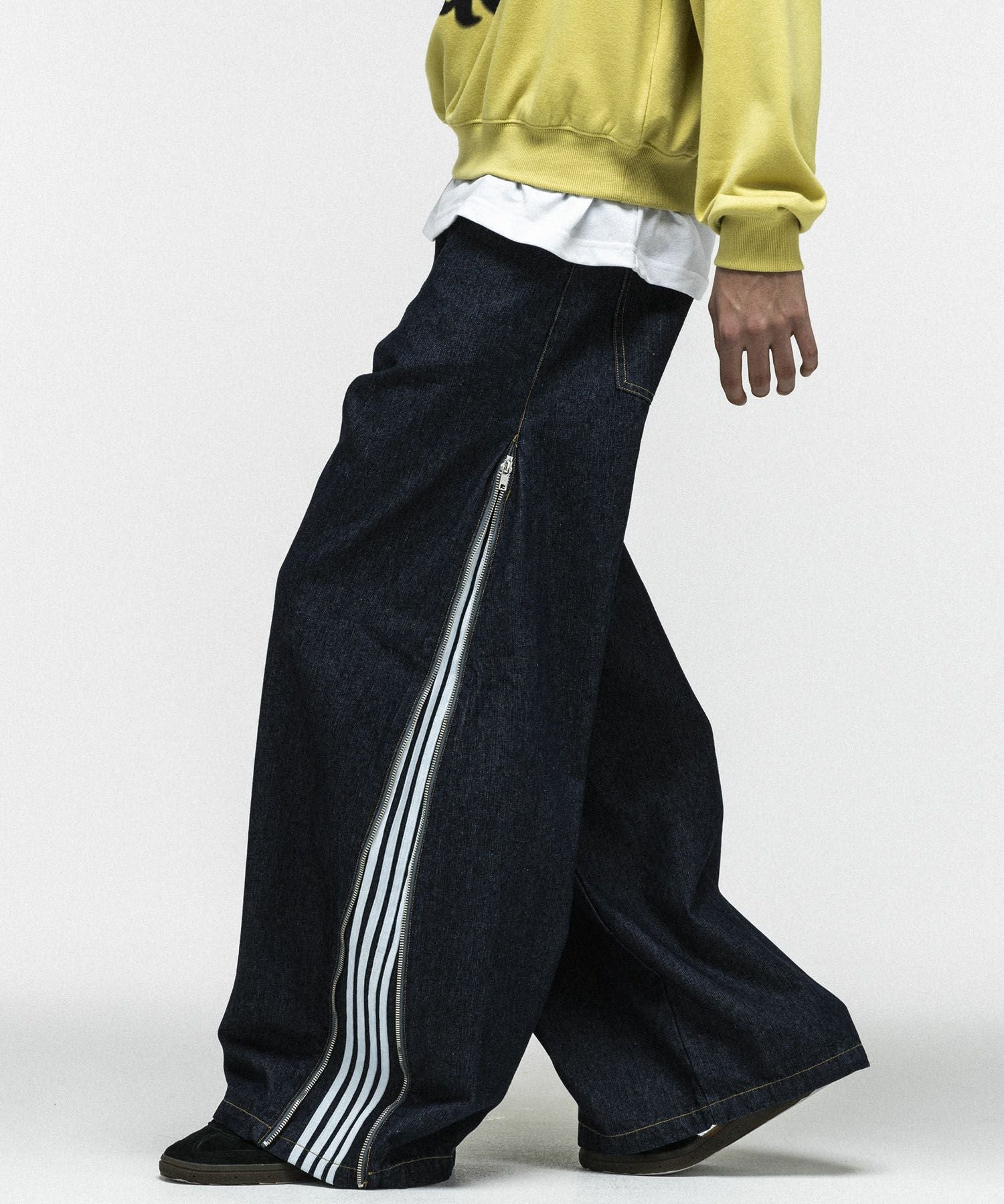 ILL'S(イルズ)2way SIDE ZIP BARREL-LEG DENIM PANTS / 2wayサイド
