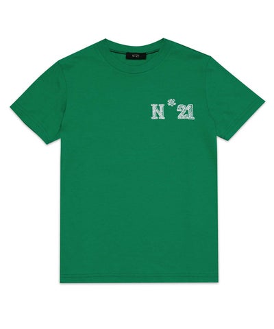 N°21(ヌメロ ヴェントゥーノ)Kids & Junior ブランドロゴ半袖Tシャツ 