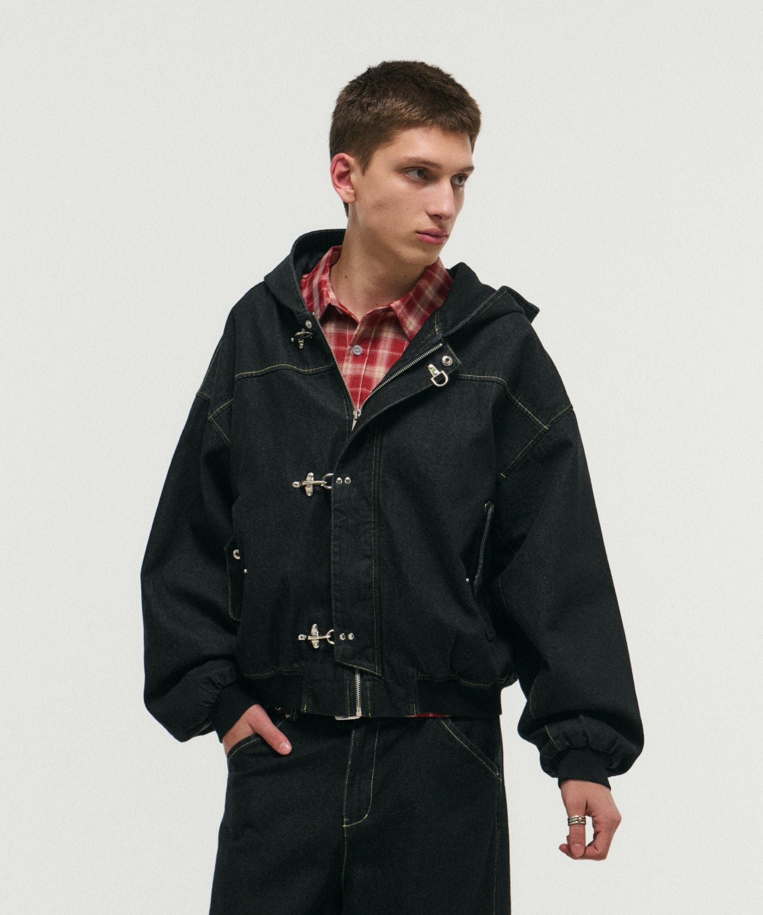 Meantime SAMPLAS デニムジャケット 韓国 ファイヤーマン ILL'S(イルズ)FIREMAN CLASP DENIM HOODIE / ファイヤーマンクラスプ