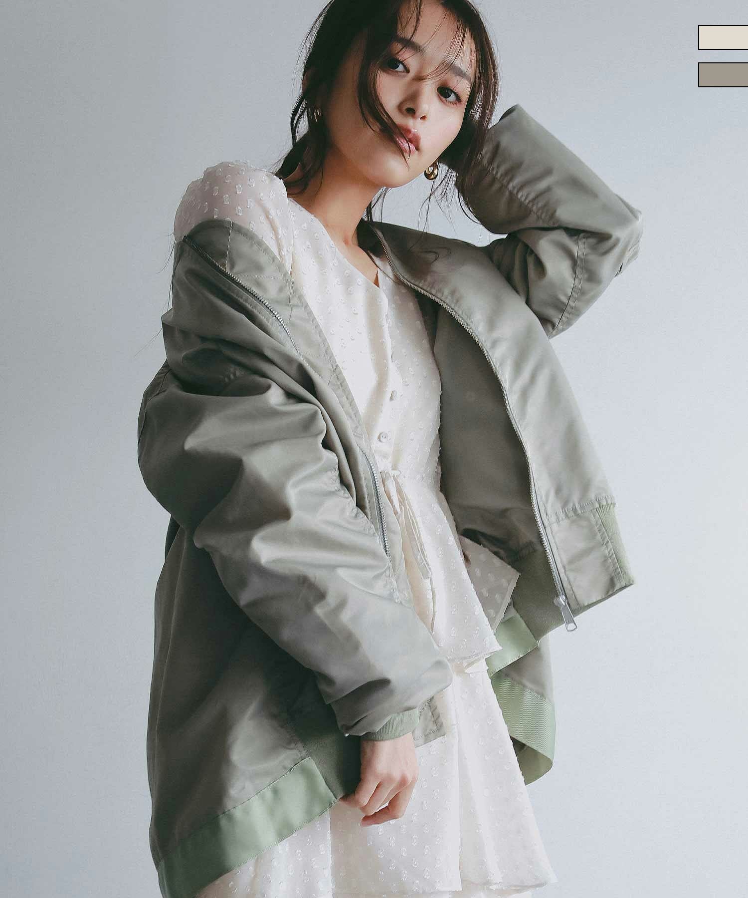 mumo様 ブルゾン Sグレージュ AJUGA. (アジュガ)ロングシルエット MA-1ブルゾン | SHIFFON公式通販