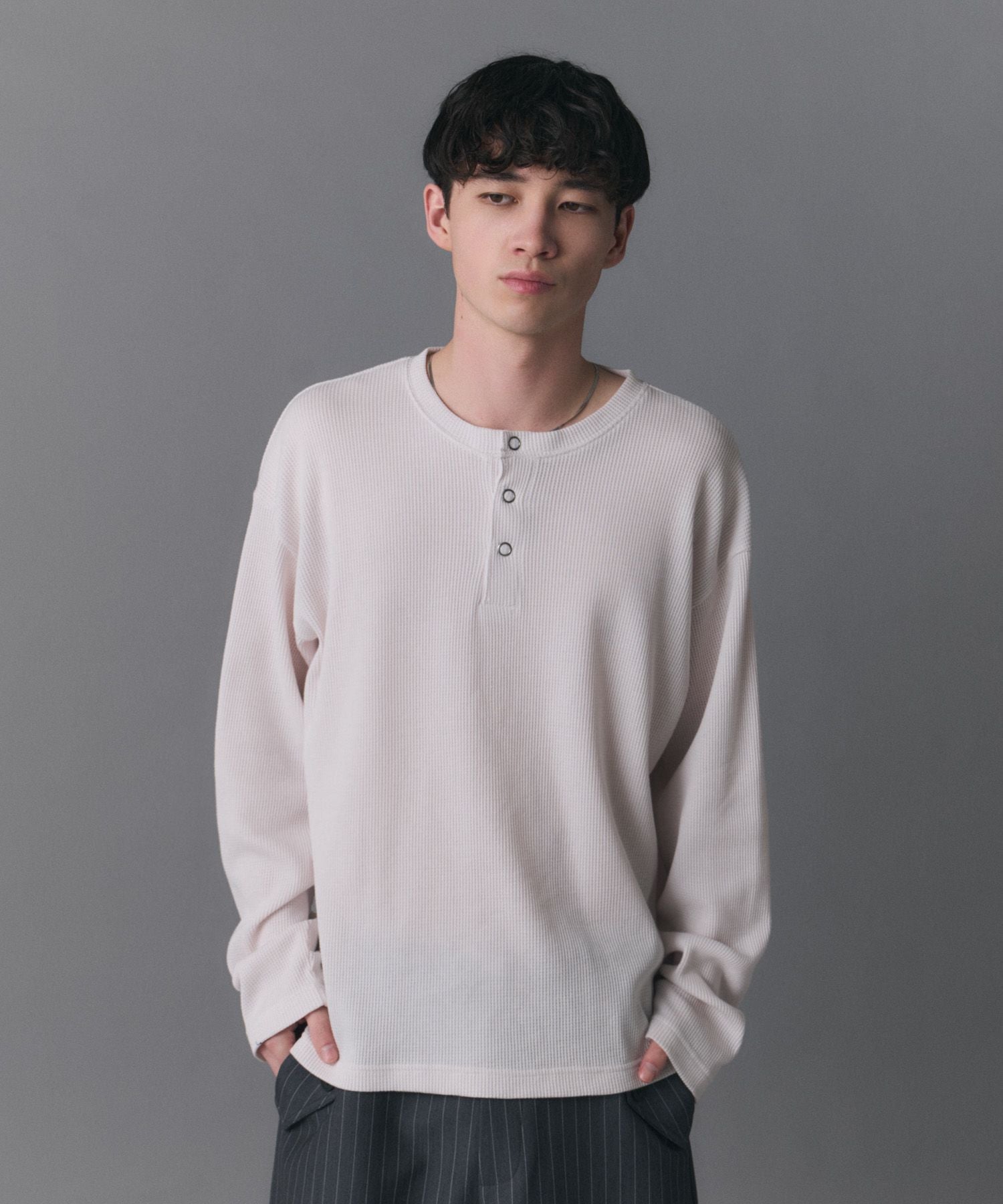 Confirm(コンファーム)Henley Neck Waffle Long Sleeve Tee / ヘンリー