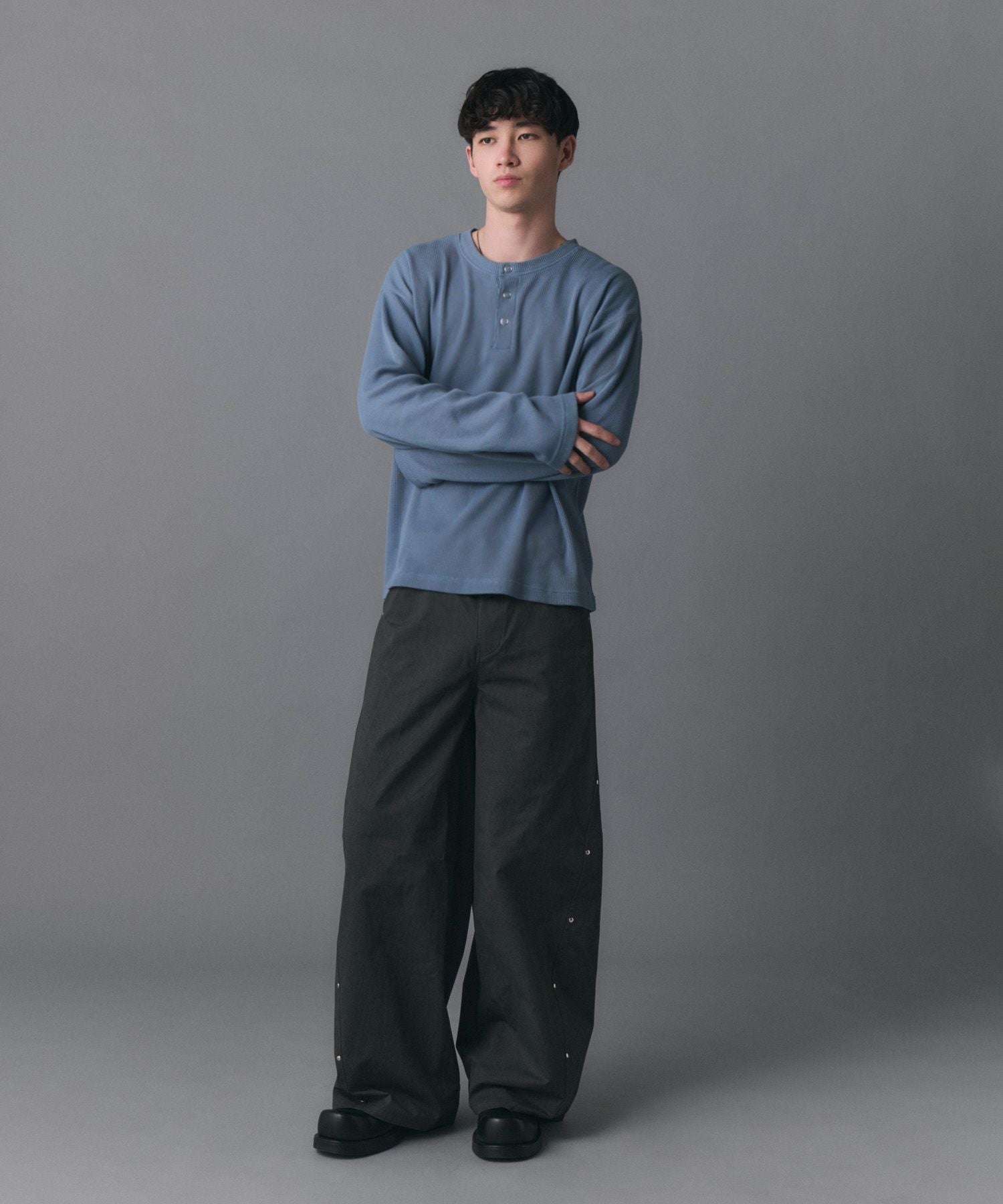 Confirm(コンファーム)Henley Neck Waffle Long Sleeve Tee / ヘンリー