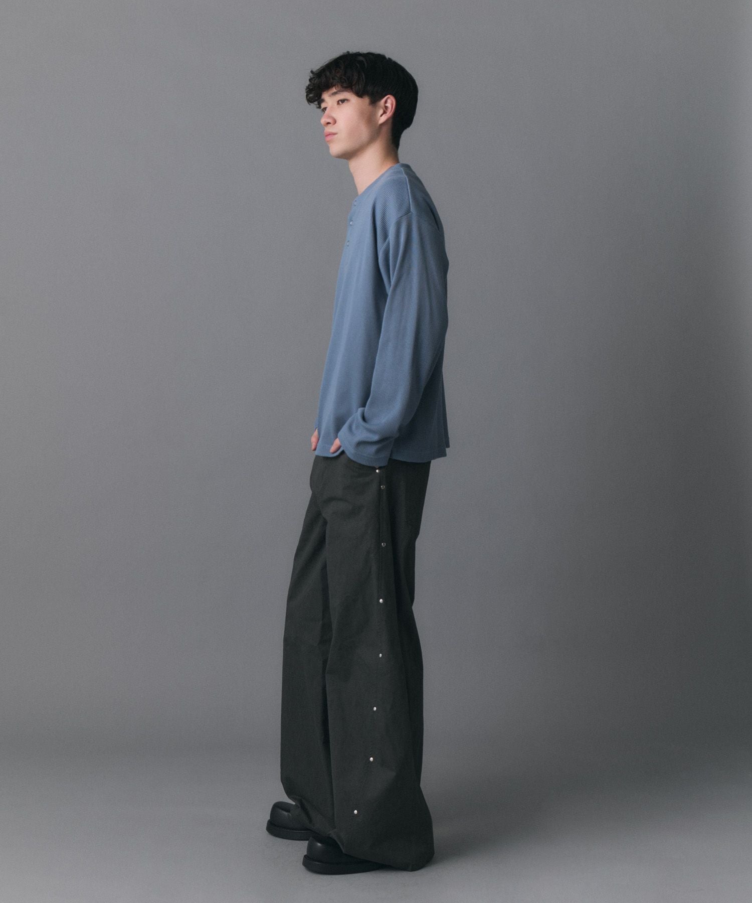 Confirm(コンファーム)Henley Neck Waffle Long Sleeve Tee / ヘンリー