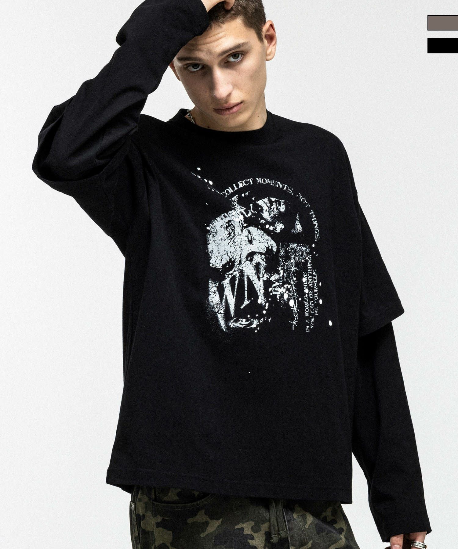 ILL'S(イルズ)FAKE LAYERED LONG SLEEVE TEE / フェイクレイヤード