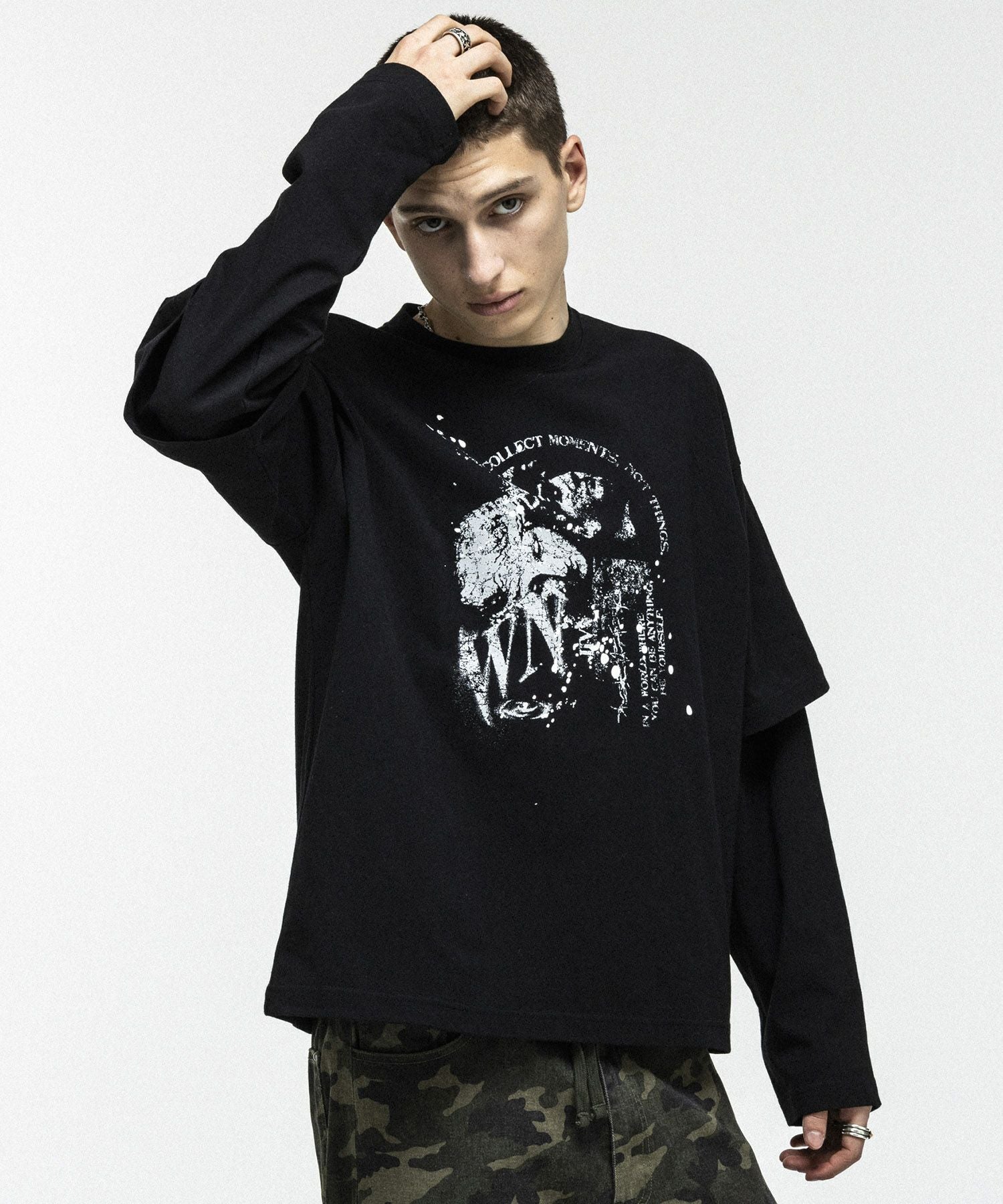 ILL'S(イルズ)FAKE LAYERED LONG SLEEVE TEE / フェイクレイヤード