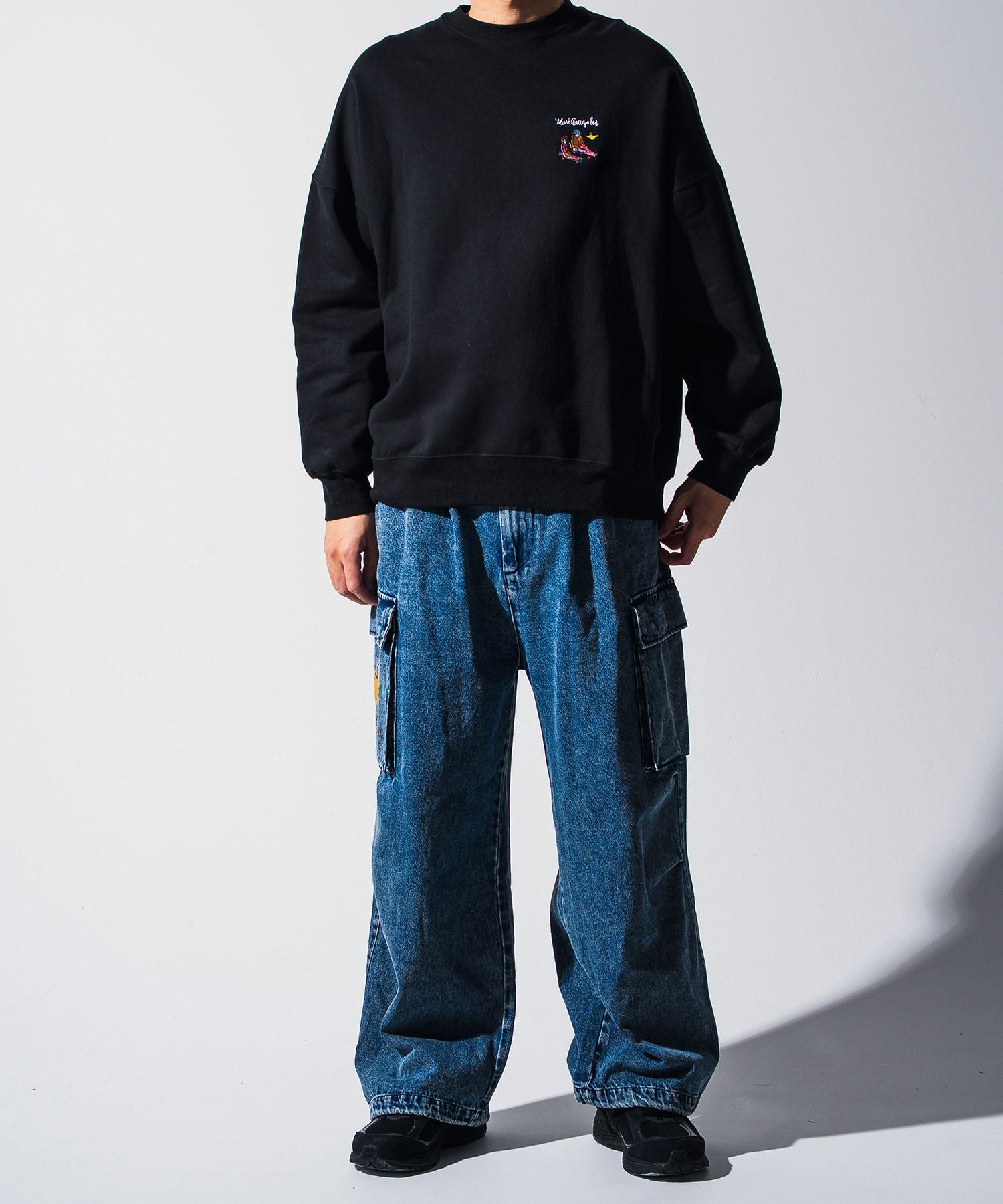 久*譲様 gomme 90s 00s オプティカル 総柄 カットソー 日本製 ア Mark Gonzales(マーク ゴンザレス) ワンポイントロゴ プルオーバー