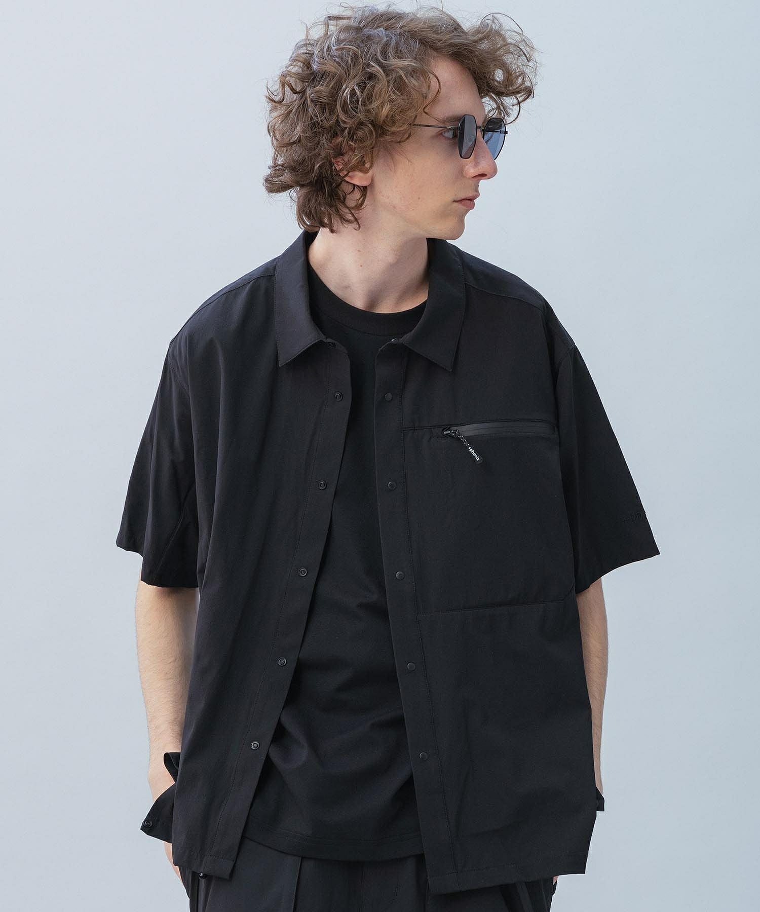 BRIEFING ブラック ショートスリーブシャツ　L phenix(プラスフェニックス)AIRFLOW SHORT SLEEVE SHIRT / エアフロー