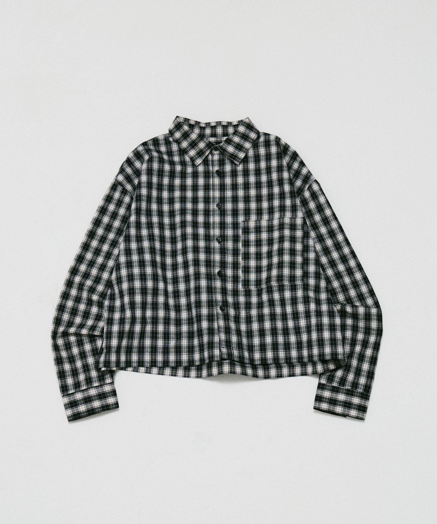 ILL'S(イルズ)SHORT-BODY LONG-SLEEVED CHECKED SHIRT / ショート丈
