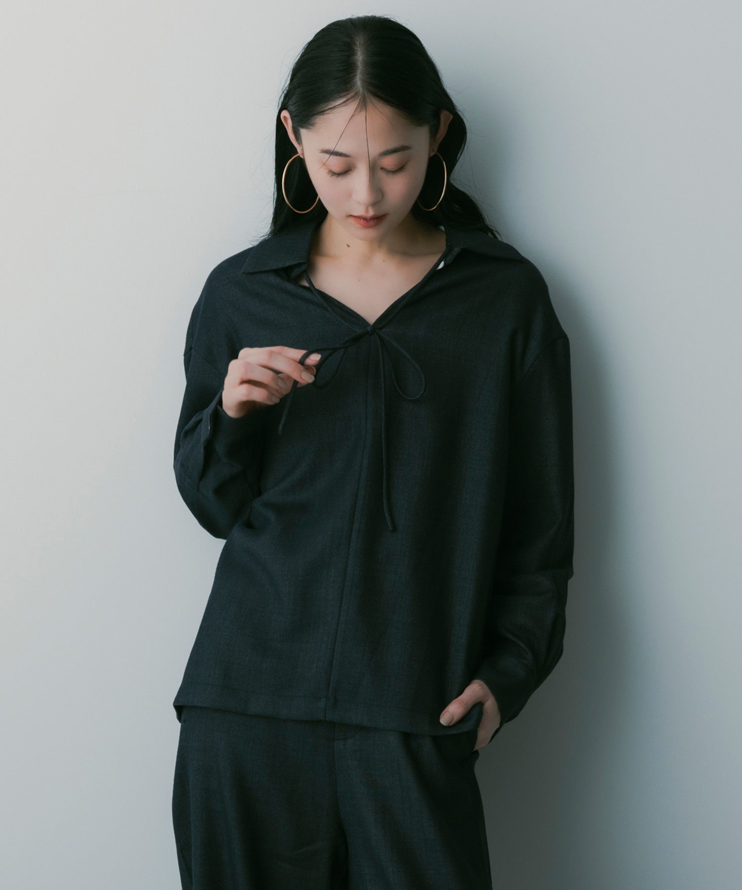 SERENO(セレーノ)スキッパー リボンブラウス | SHIFFON公式通販サイト