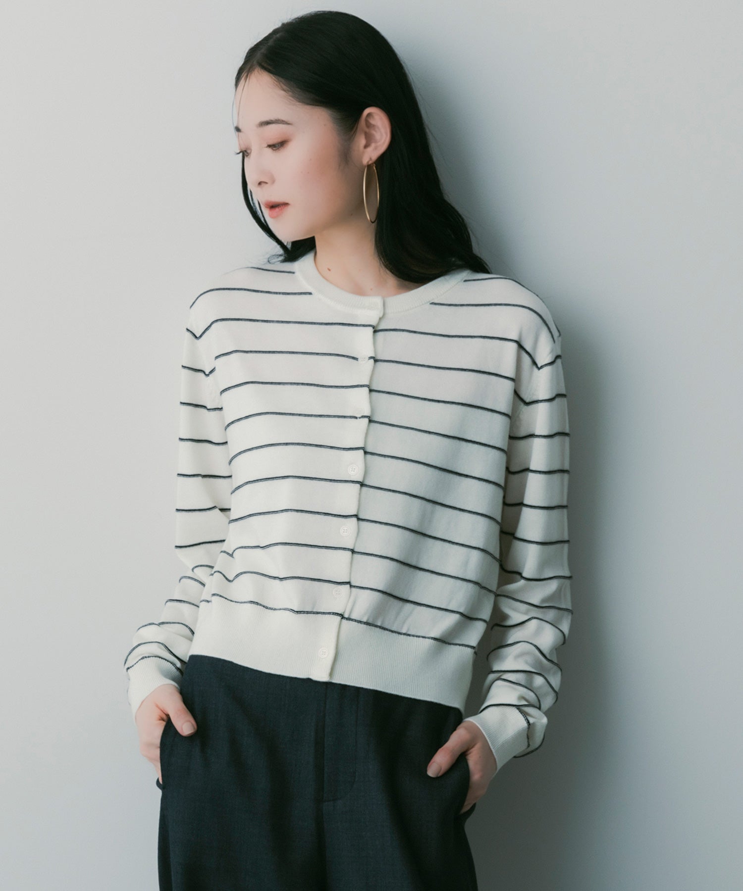SERENO(セレーノ)ボーダーニットカーディガン | SHIFFON公式通販サイト