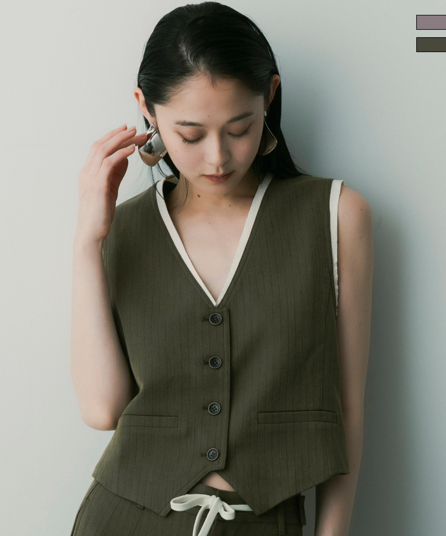 SERENO(セレーノ)ストライプパイピングジレ | SHIFFON公式通販サイト 
