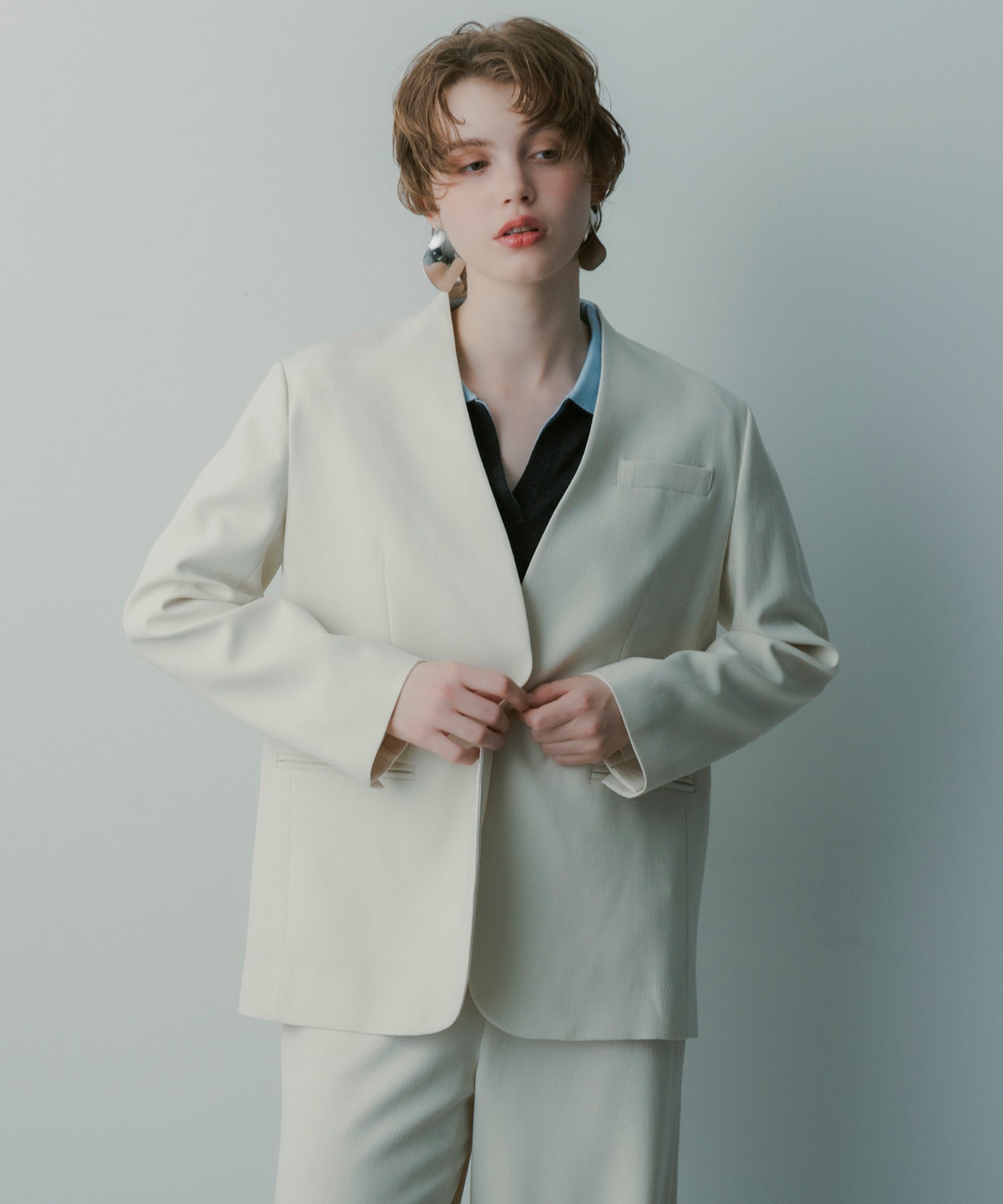 deres ノーカラージャケットFlore parisienne jacket SERENO(セレーノ)ノーカラージャケット | SHIFFON公式通販サイト