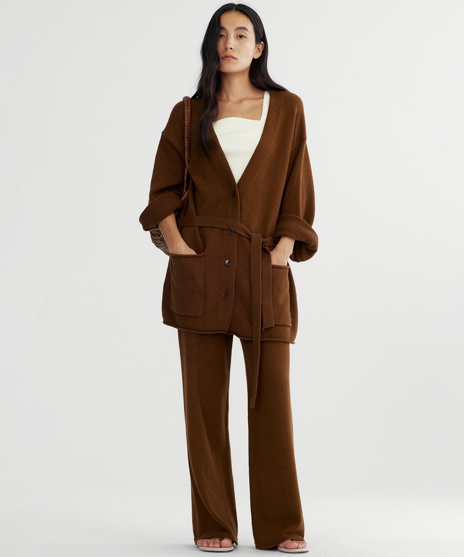 美品✨2023年 フォクシー ニットパンツ バレリーナ ゆったり大きめ ブラウン Bie(ビエ)カシミヤブレンド ワイドニットパンツ | SHIFFON公式通販