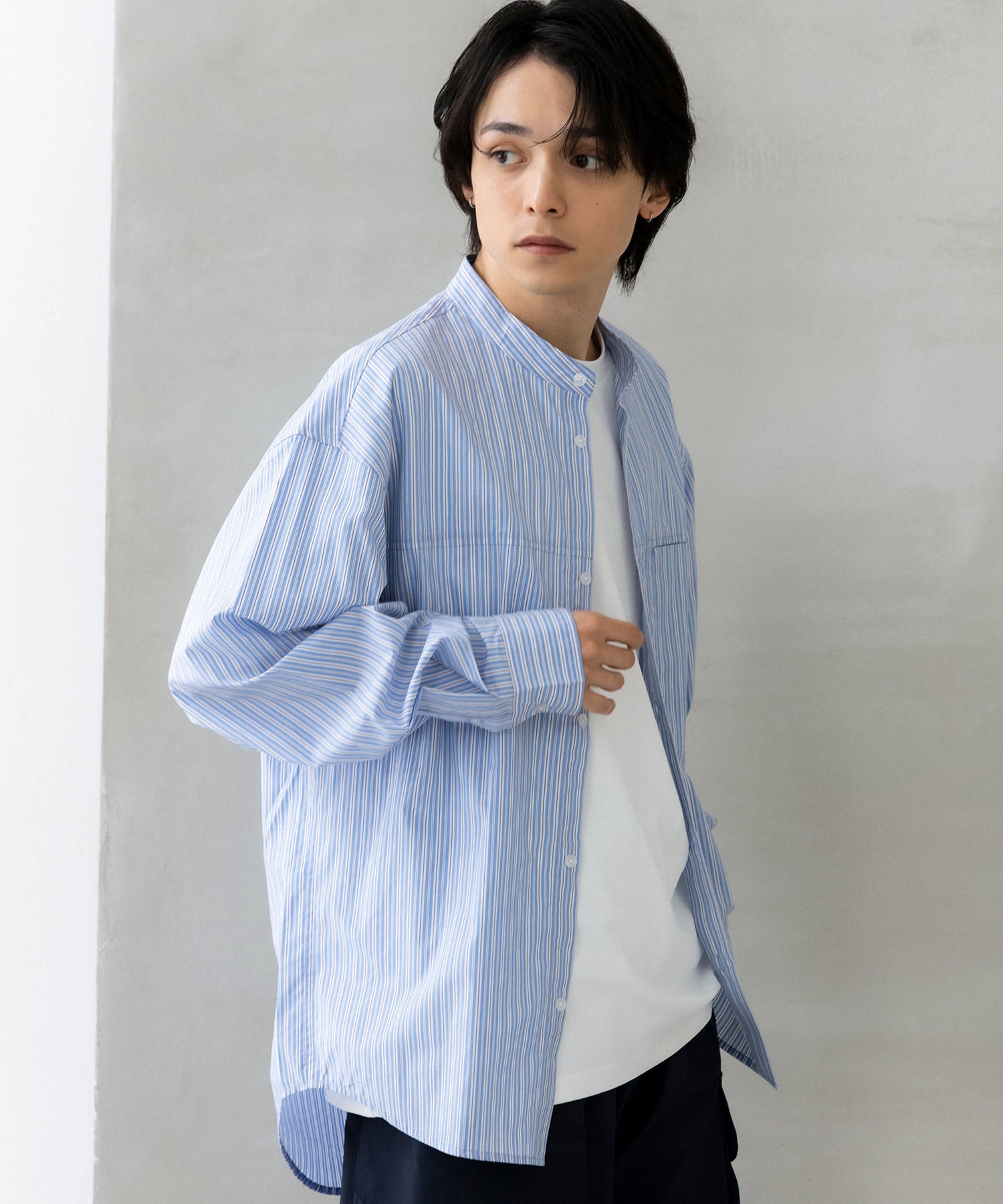phenix(プラスフェニックス)SEAM POCKET BAND COLLAR SHIRT / シーム