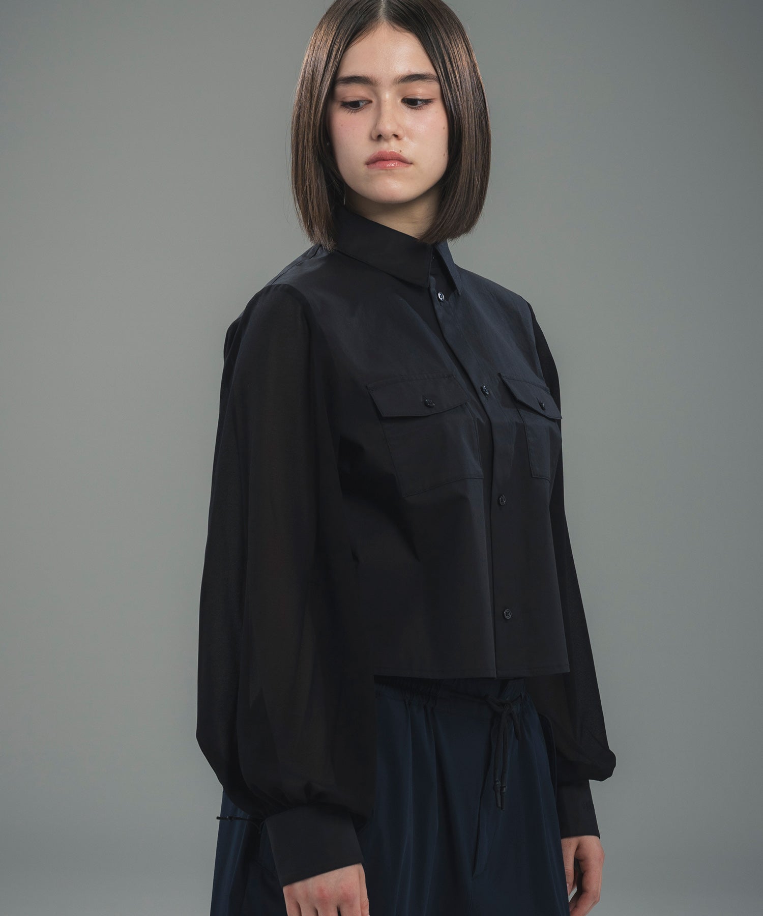 phenix(プラスフェニックス)SHEER SLEEVE CROPPED SHIRT / シアー
