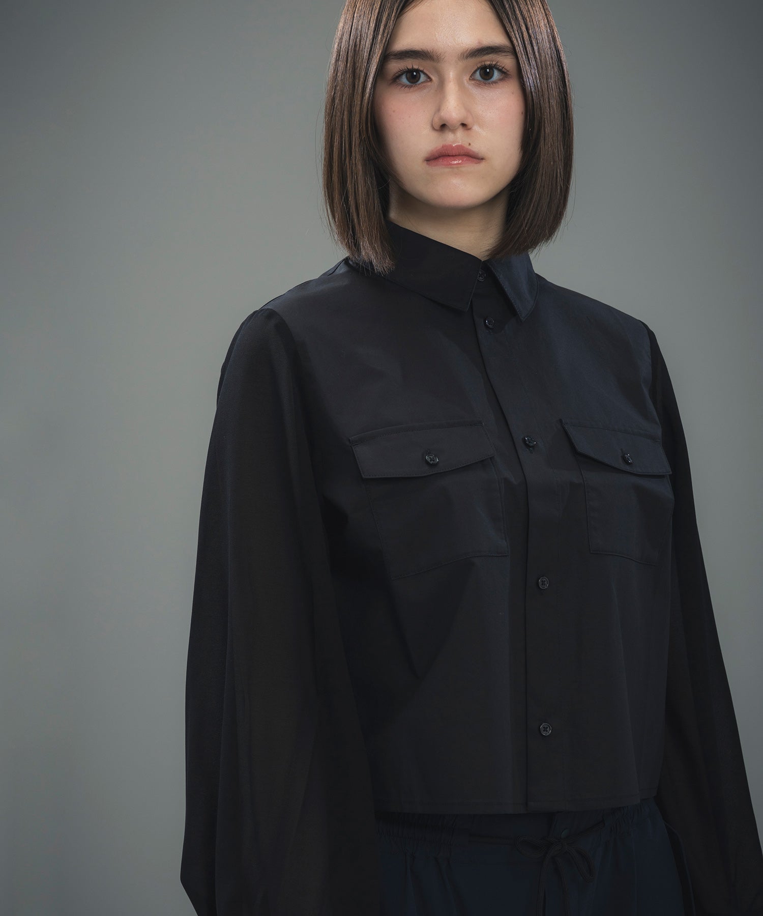 phenix(プラスフェニックス)SHEER SLEEVE CROPPED SHIRT / シアー