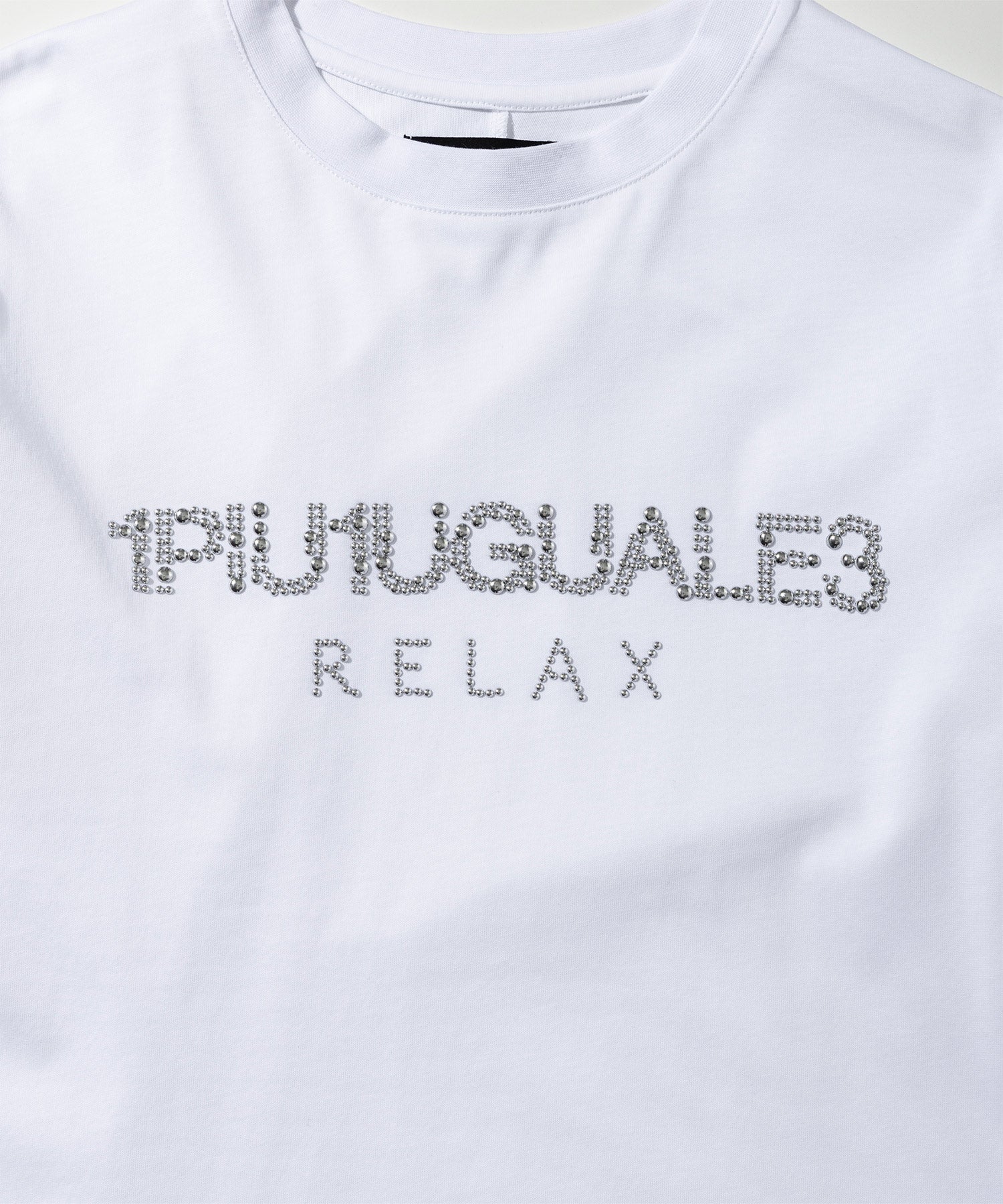 トップス 1PIU1UGUALE3 RELAX Logo Trim Oversized T 1PIU1UGUALE3 RELAX(ウノピゥウノウグァーレトレ リラックス)スタッズ