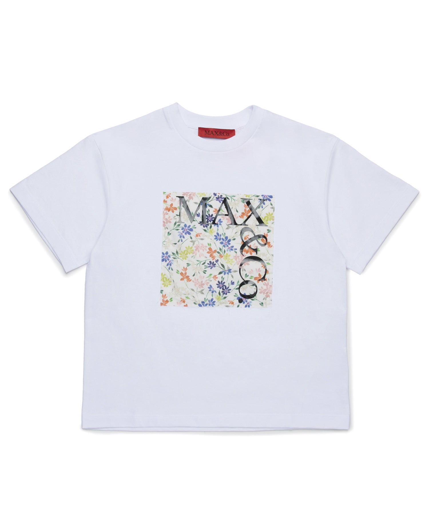 MAX&Co. 花柄プリント Tシャツ 立体ロゴ　ホワイト　刺繍　S　近年モデル Max&Co.(マックスアンドコー)Kids & Junior ブランドロゴ花柄半袖T