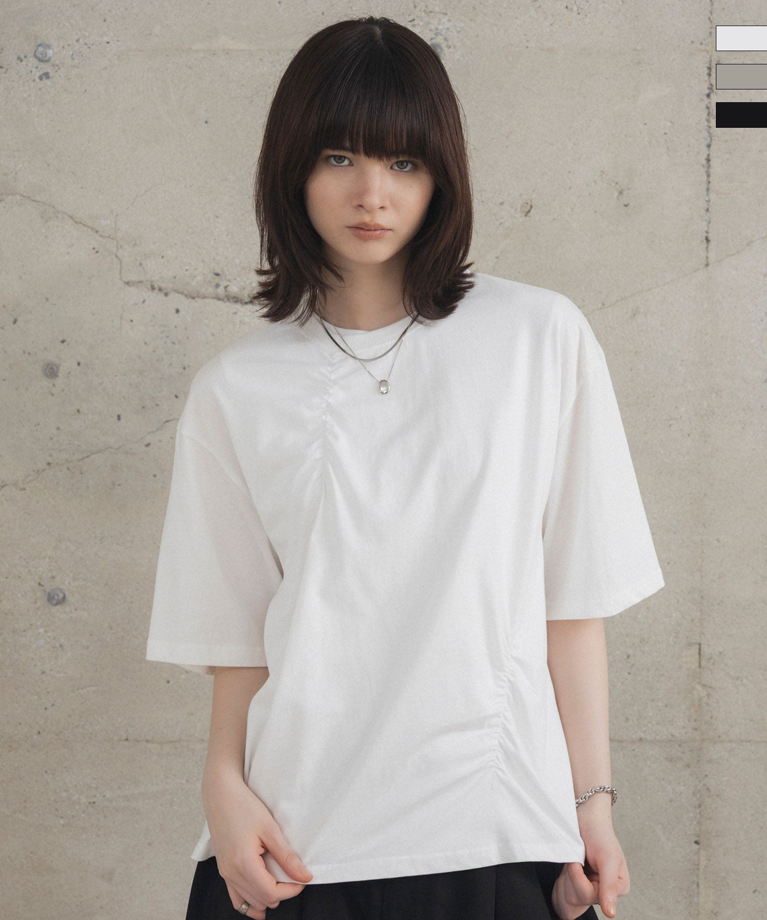 Confirm(コンファーム)Tuck-Detail T-Shirt / タックディテールTシャツ