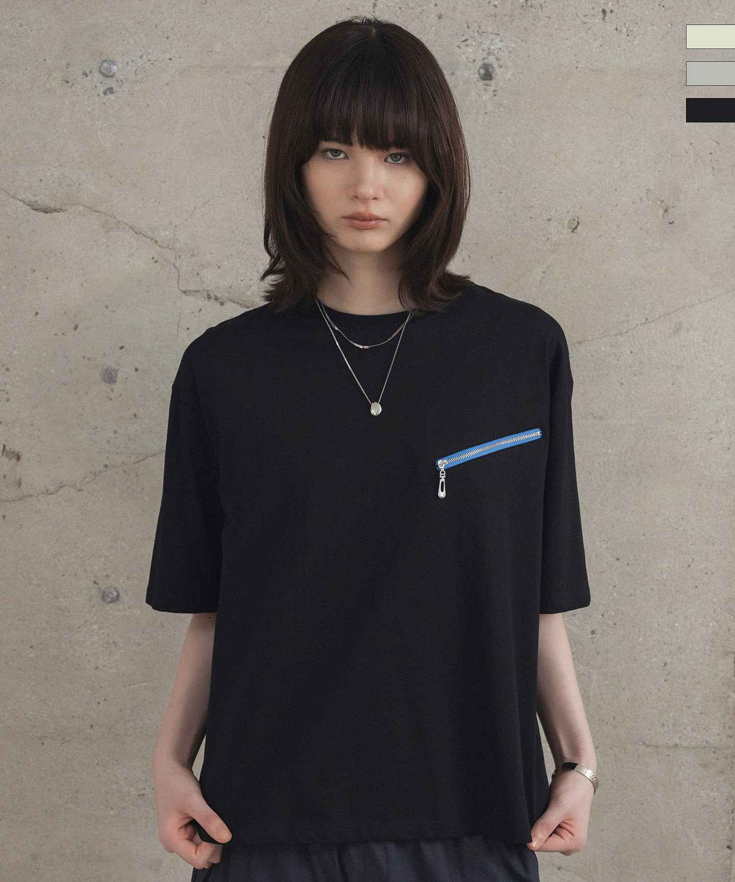 Confirm(コンファーム)Zip-detail Tee / ジップディテールTシャツ
